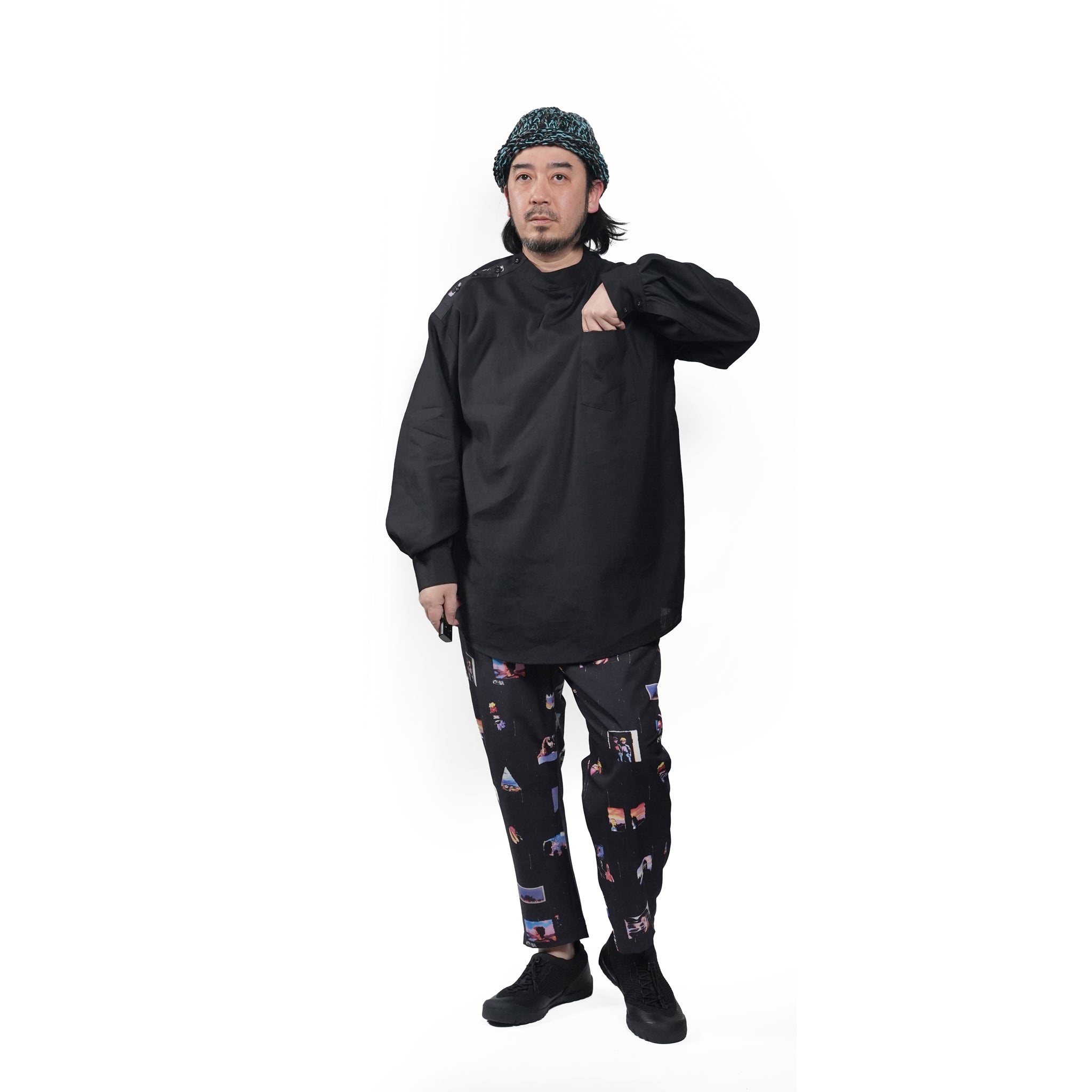 PEDESTRIAN STAND COLLAR SHIRT | Color_Black | No_SF26SS-02_Black【STOF_ストフ】