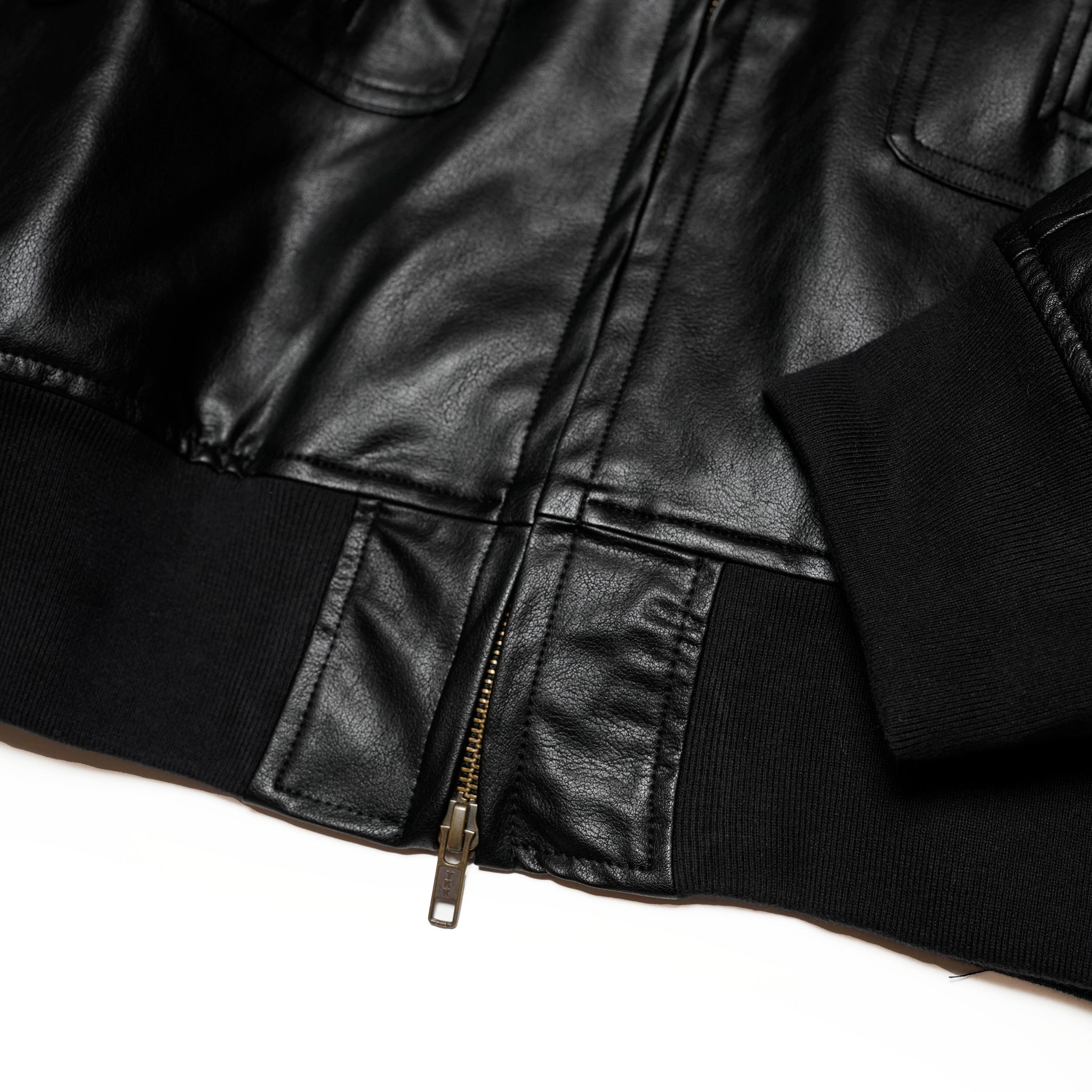 Vintage-like PU Leather 4-Pocket Volume Flight Blouson | Color:Black【APHLOTUS_アプロタス】 | 217611_100_black