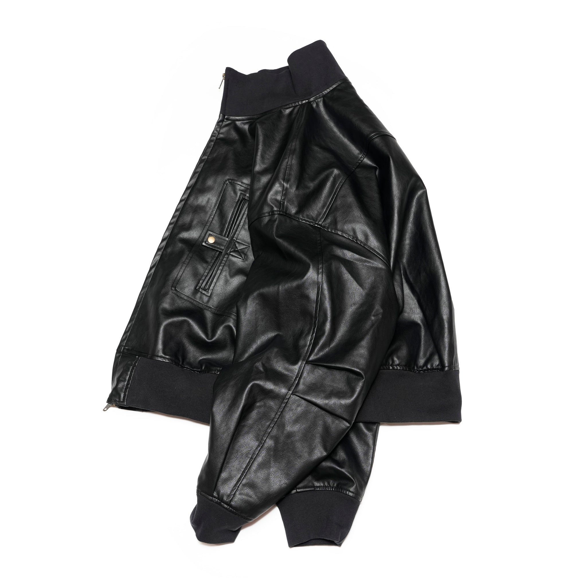 Vintage-like PU Leather 4-Pocket Volume Flight Blouson | Color:Black【APHLOTUS_アプロタス】 | 217611_100_black