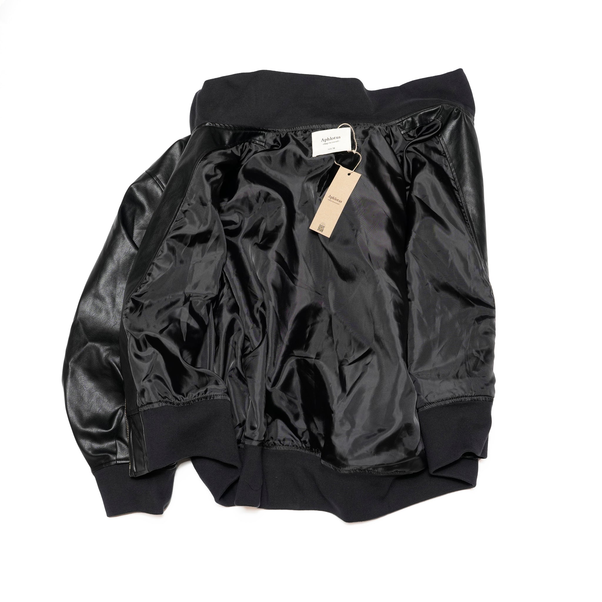 Vintage-like PU Leather 4-Pocket Volume Flight Blouson | Color:Black【APHLOTUS_アプロタス】 | 217611_100_black