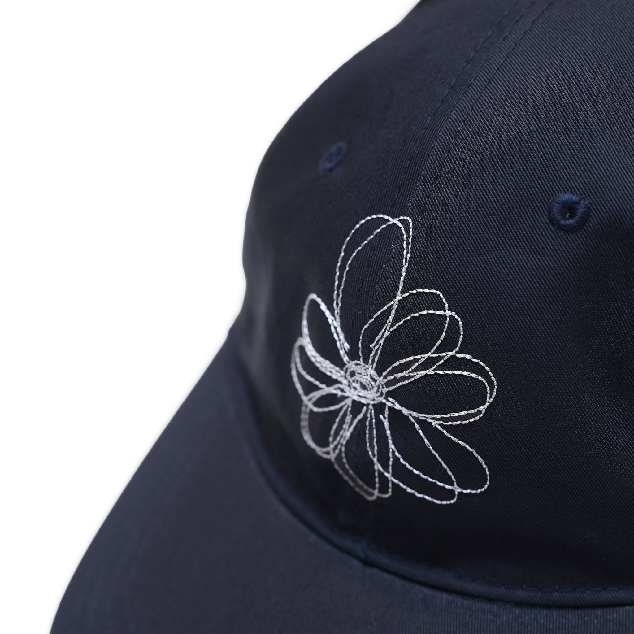 Hand Stitch Flower Cap – Navy | NICK GEAR