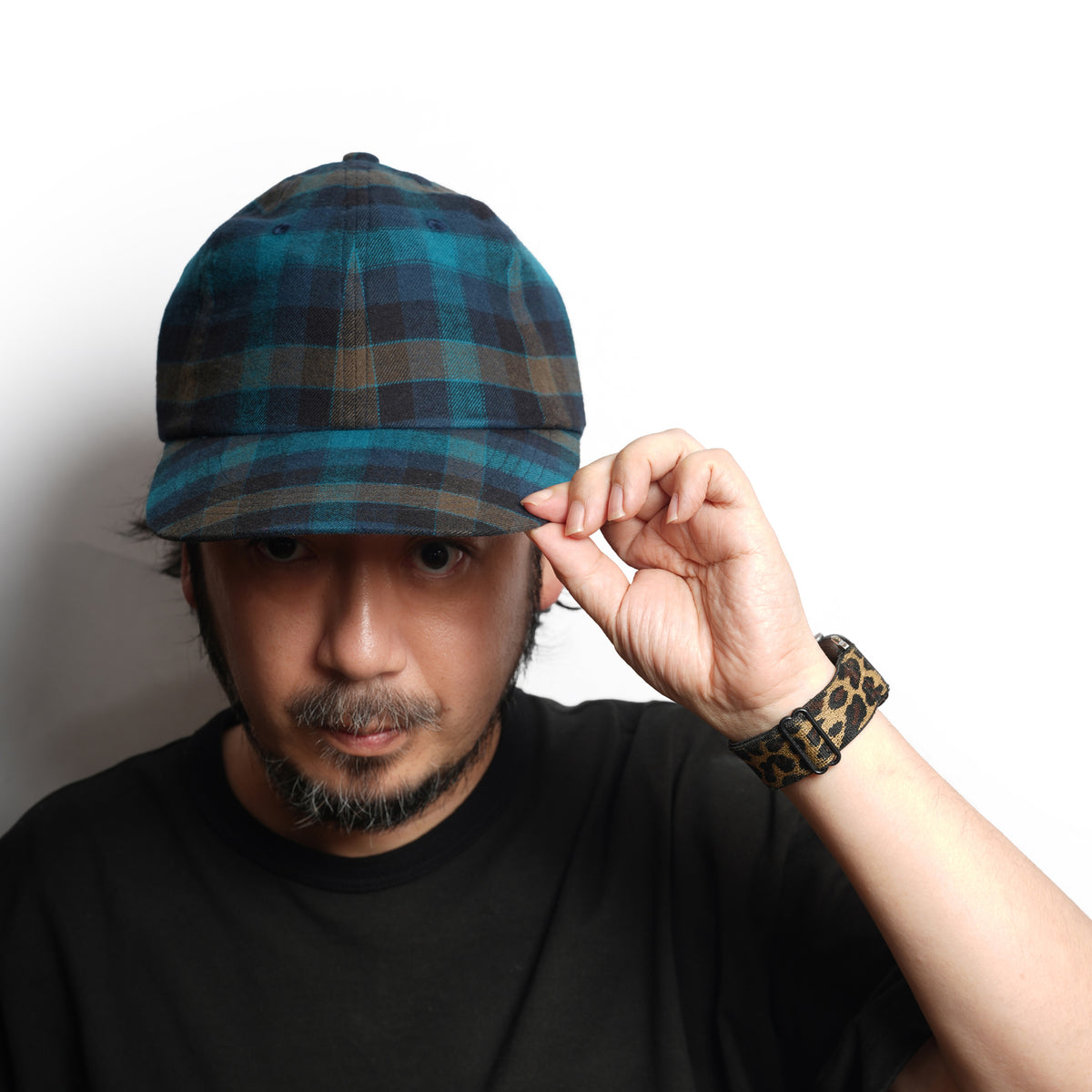 6 PANEL LONG BRIM CAP – Blush Blue(Check) | SHARE THE FANTASY