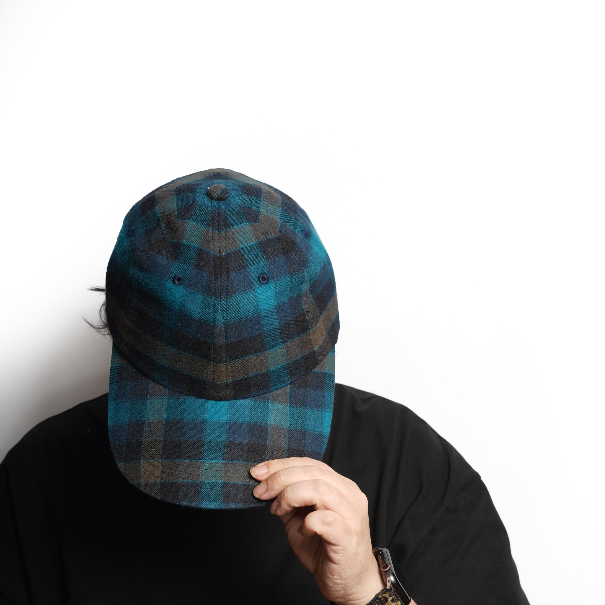 6 PANEL LONG BRIM CAP – Blush Blue(Check) | SHARE THE FANTASY
