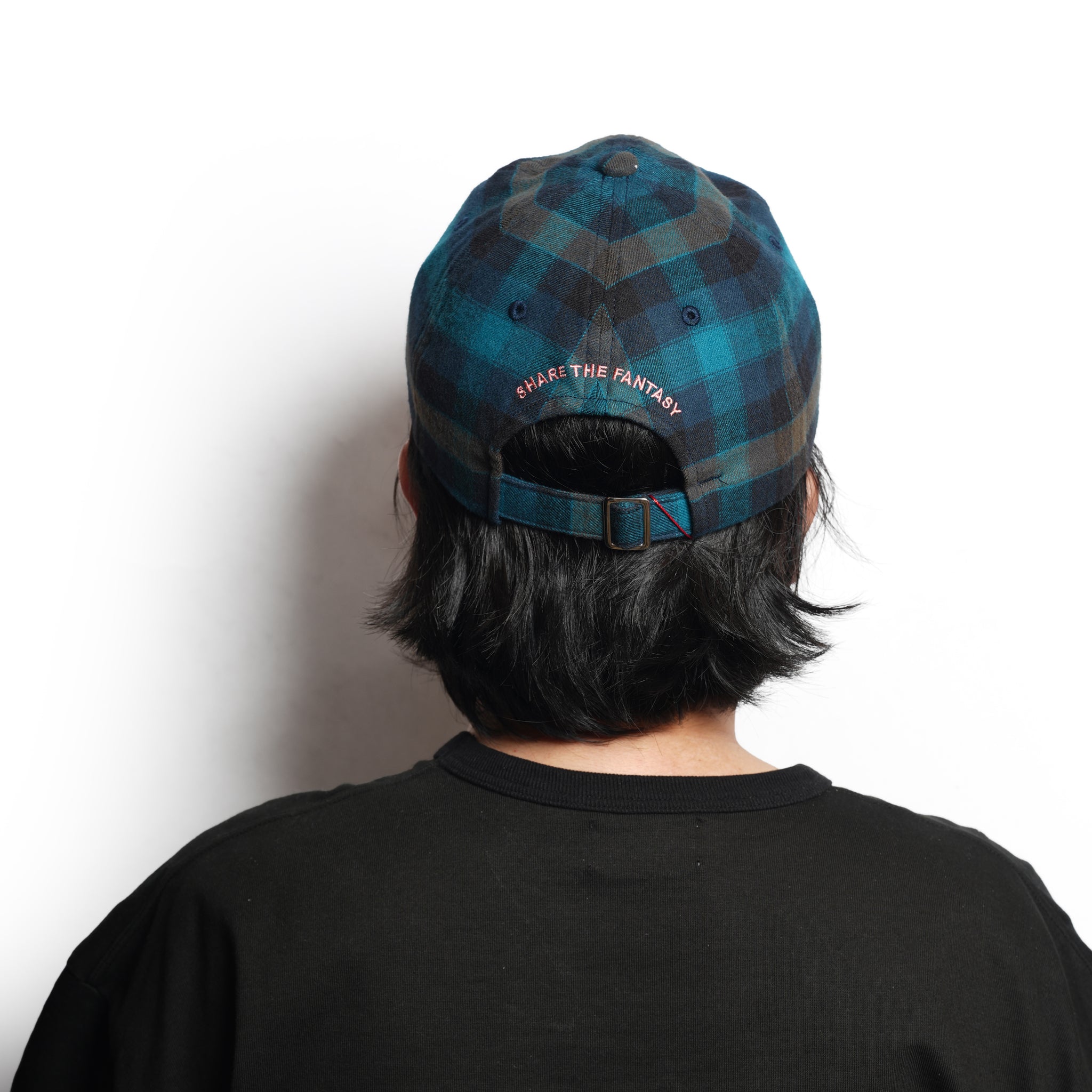 6 PANEL LONG BRIM CAP – Blush Blue(Check) | SHARE THE FANTASY