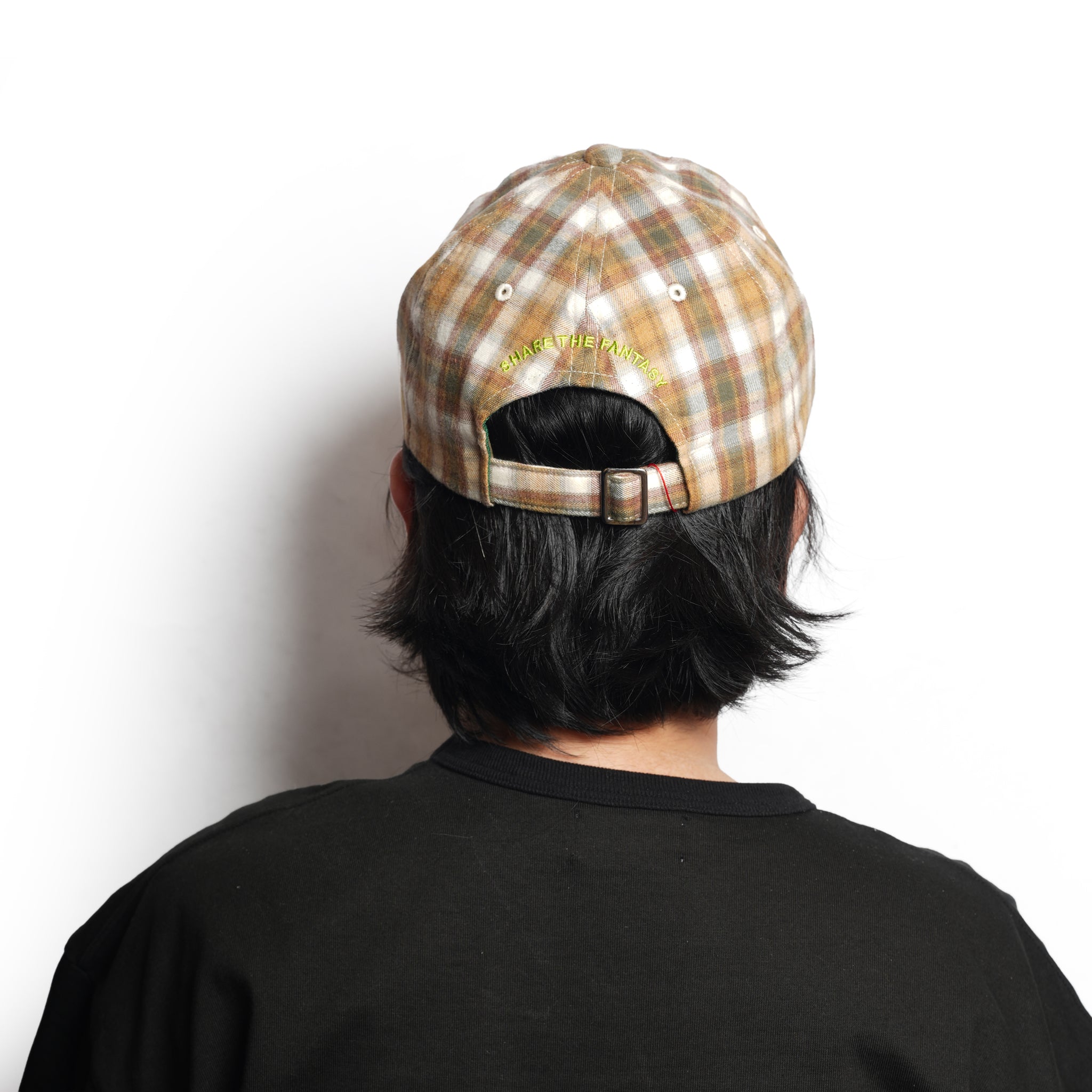 6 PANEL LONG BRIM CAP – Blush Beige(Check) | SHARE THE FANTASY