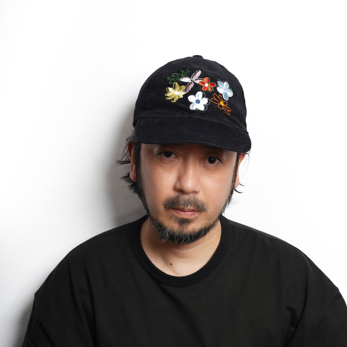 Multi Flower corduroy Cap – Black | NICK GEAR
