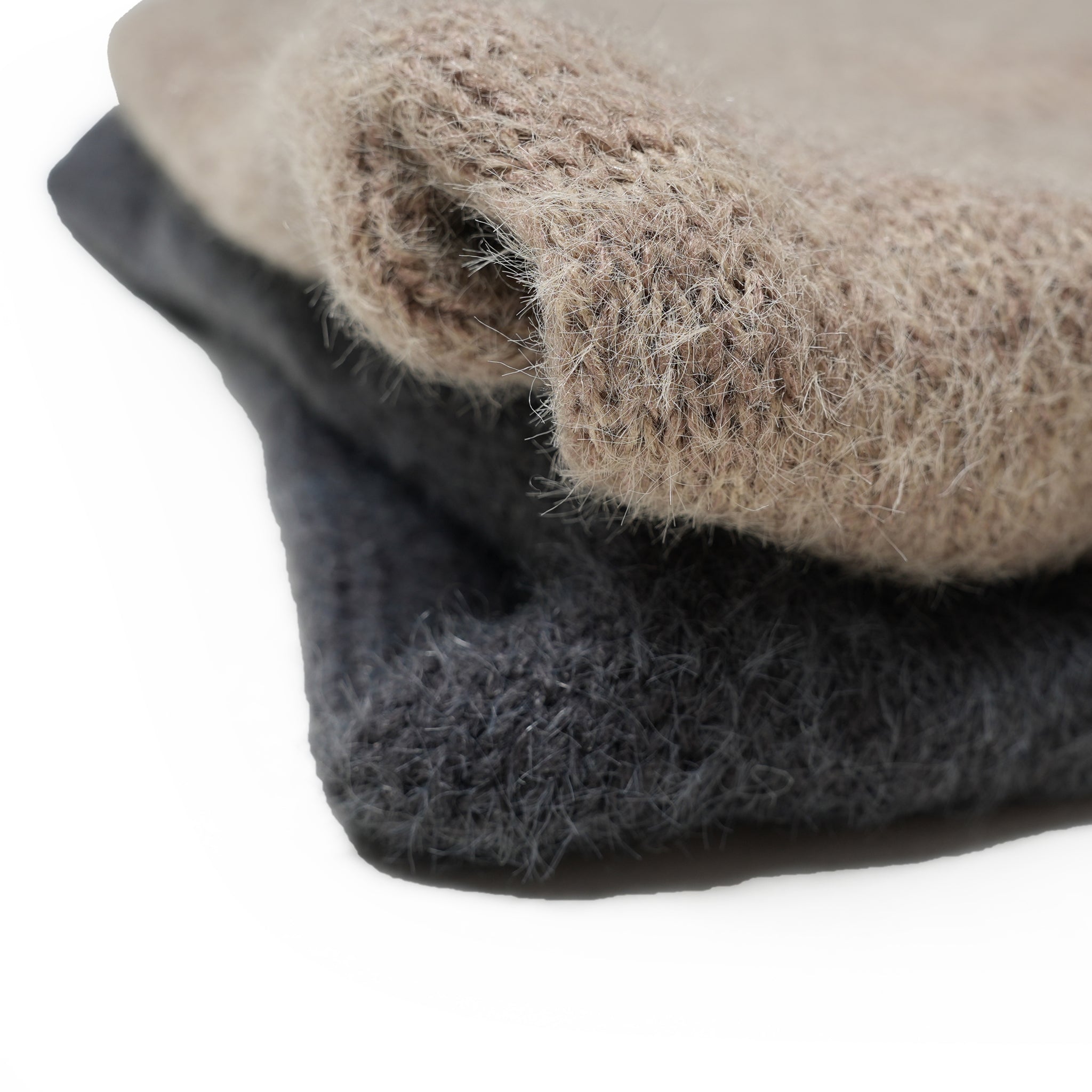 No:m-2303752 | Name:shaggy mohair knit cardigan | Color:Beige/Charcoal【MODEM DESIGN_モデムデザイン】