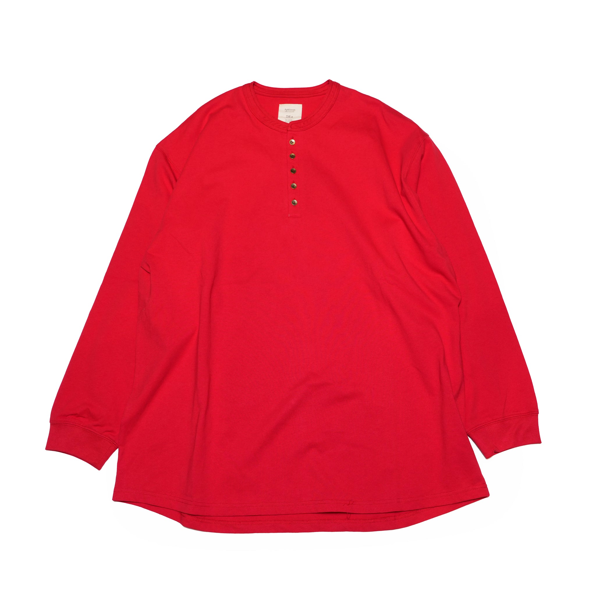 Hem Round Henley Neck LS Cut and Sew | Color:Red【APHLOTUS_アプロタス】 | 217648_180_red