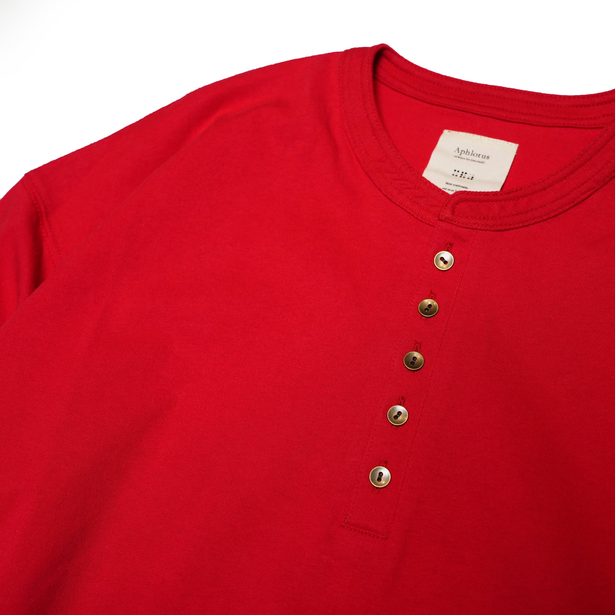 Hem Round Henley Neck LS Cut and Sew | Color:Red【APHLOTUS_アプロタス】 | 217648_180_red