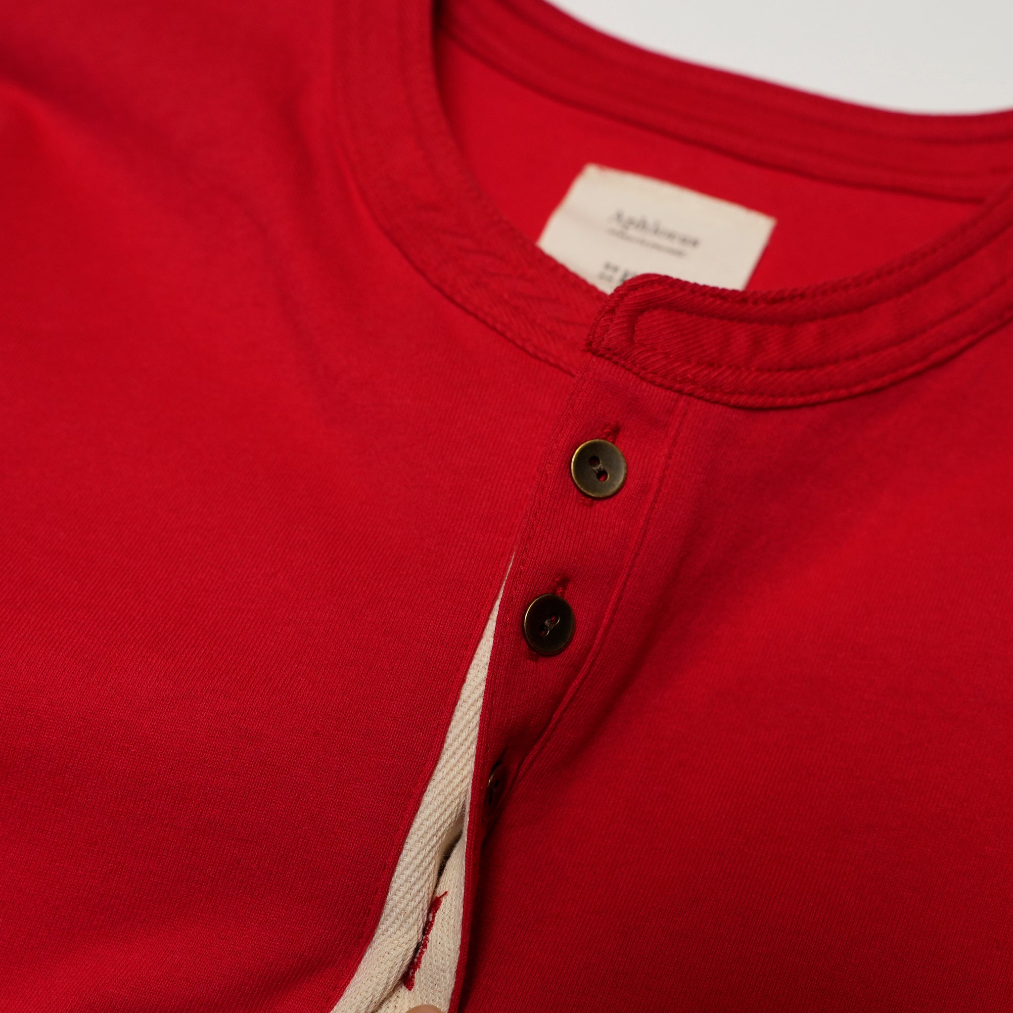 Hem Round Henley Neck LS Cut and Sew | Color:Red【APHLOTUS_アプロタス】 | 217648_180_red