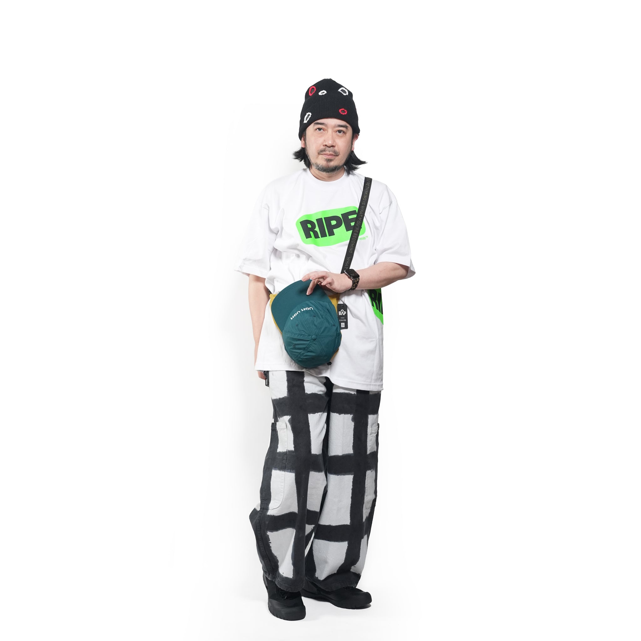 BAP / UGU UGU Wordface BagCap / Color_Green - Bag : Mustard