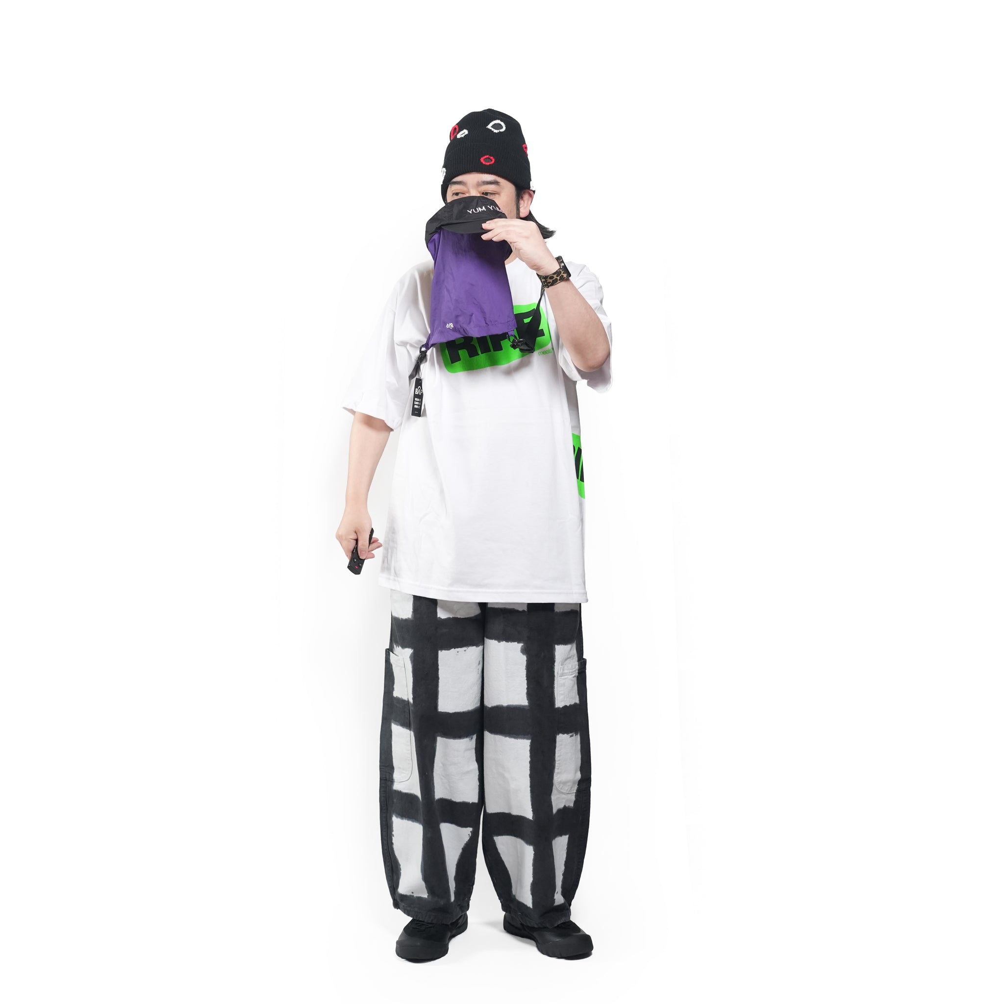 BAP / YUM YUM Wordface BagCap / Color_Black - Bag : Purple