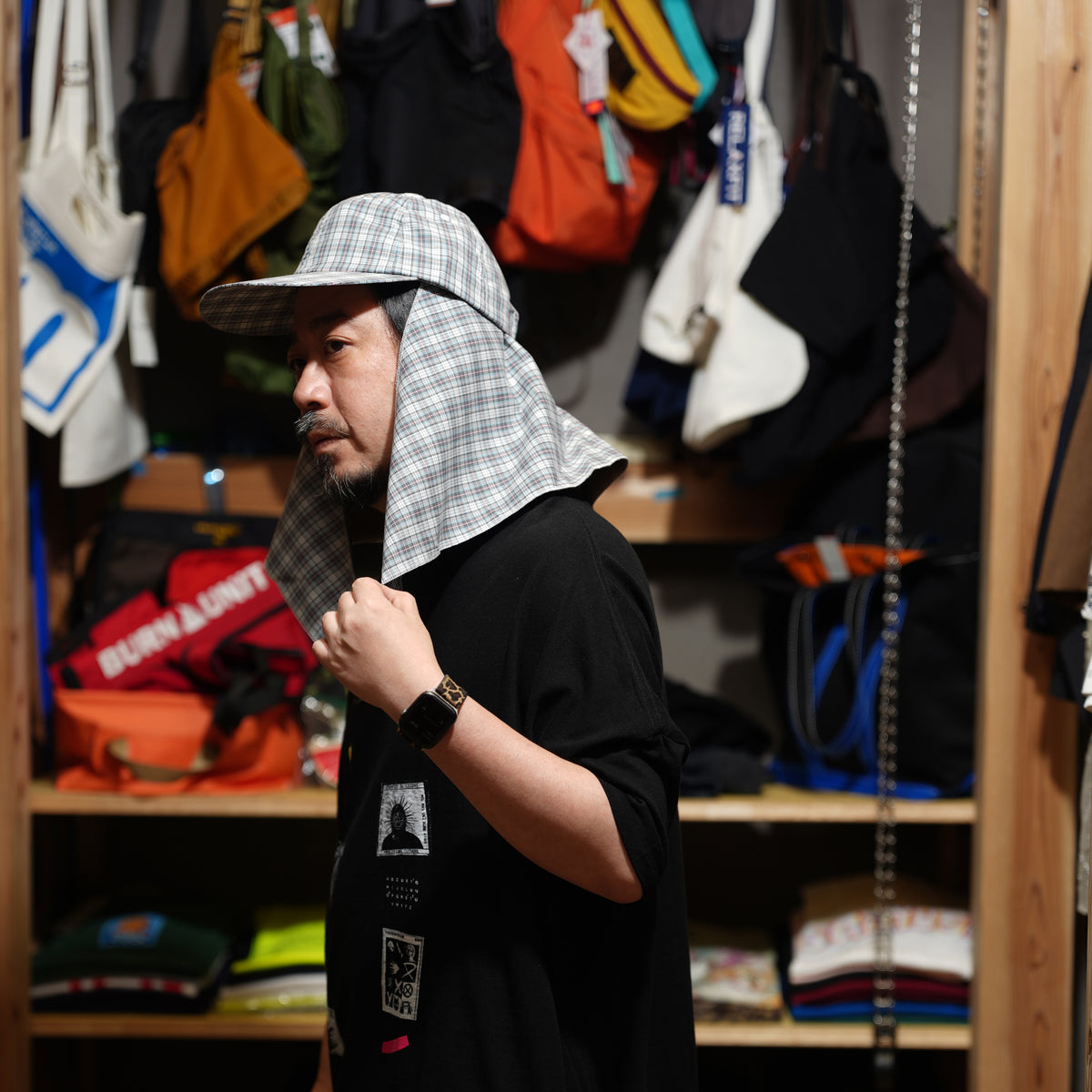 6 PANEL LONG BRIM CAP – White(Check) | SHARE THE FANTASY