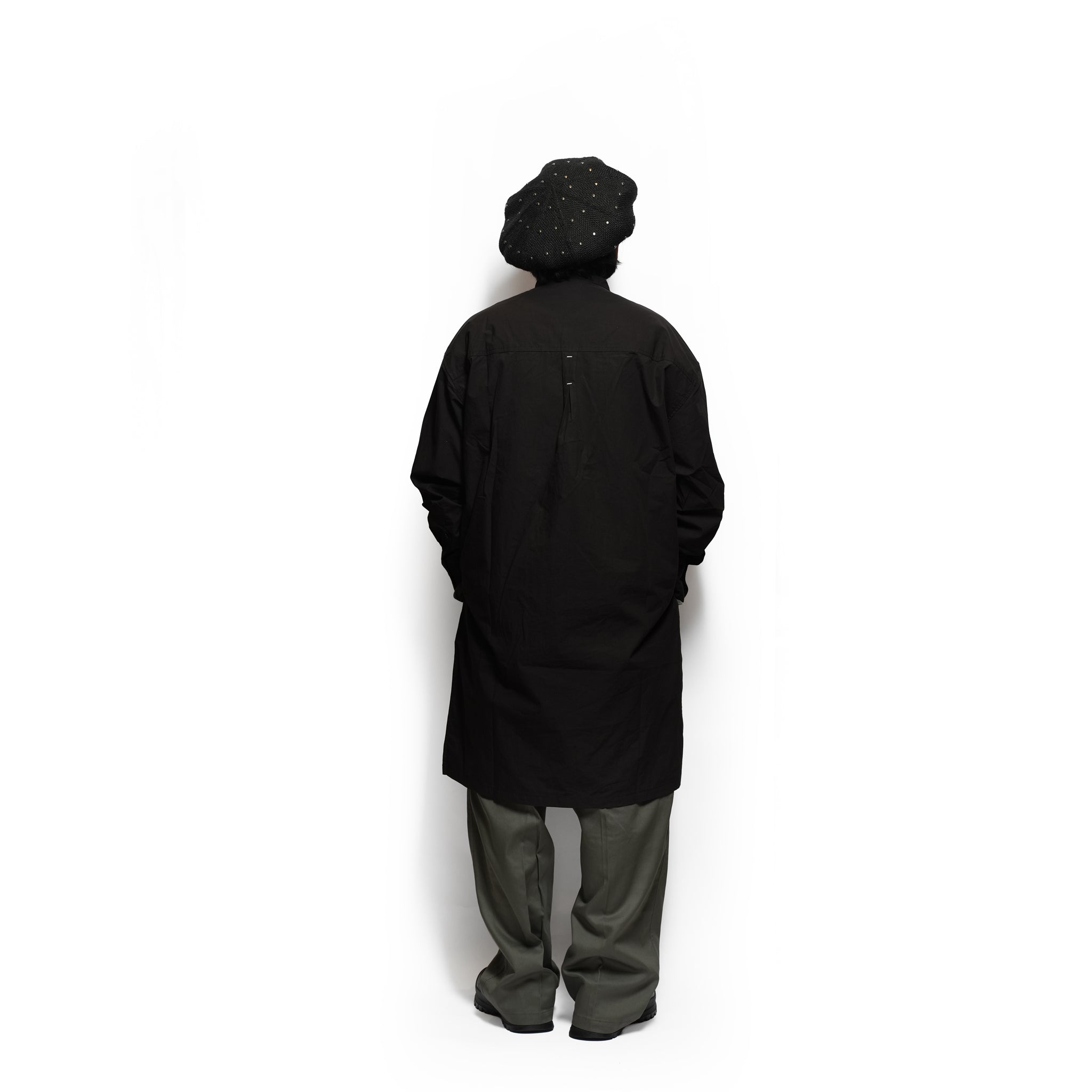Cotton Typewriter Round Slit Long Officer Shirt <#ink black> | 〼〼 MASU MASU