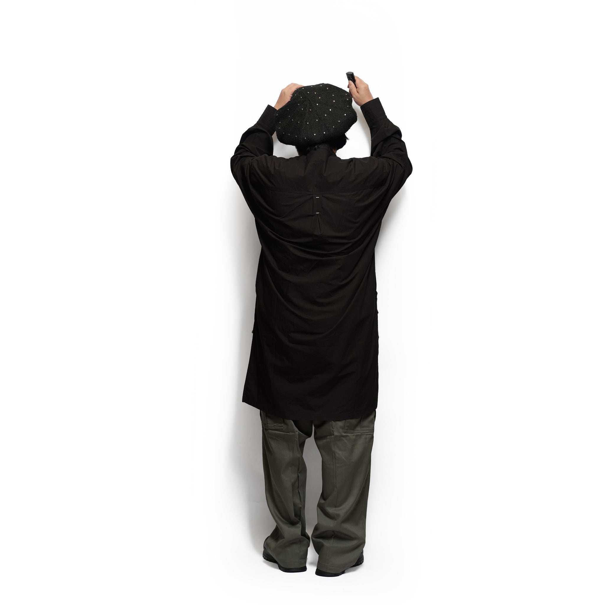 Cotton Typewriter Round Slit Long Officer Shirt <#ink black> | 〼〼 MASU MASU