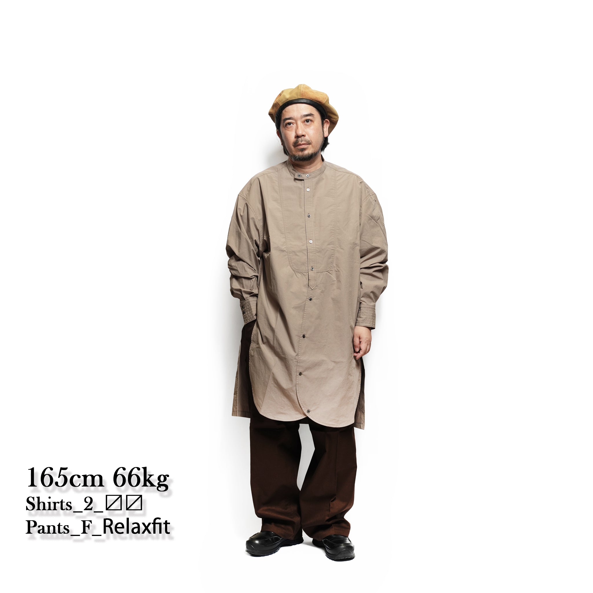 Cotton Typewriter Round Slit Long Officer Shirt <#greige> | 〼〼 MASU MASU