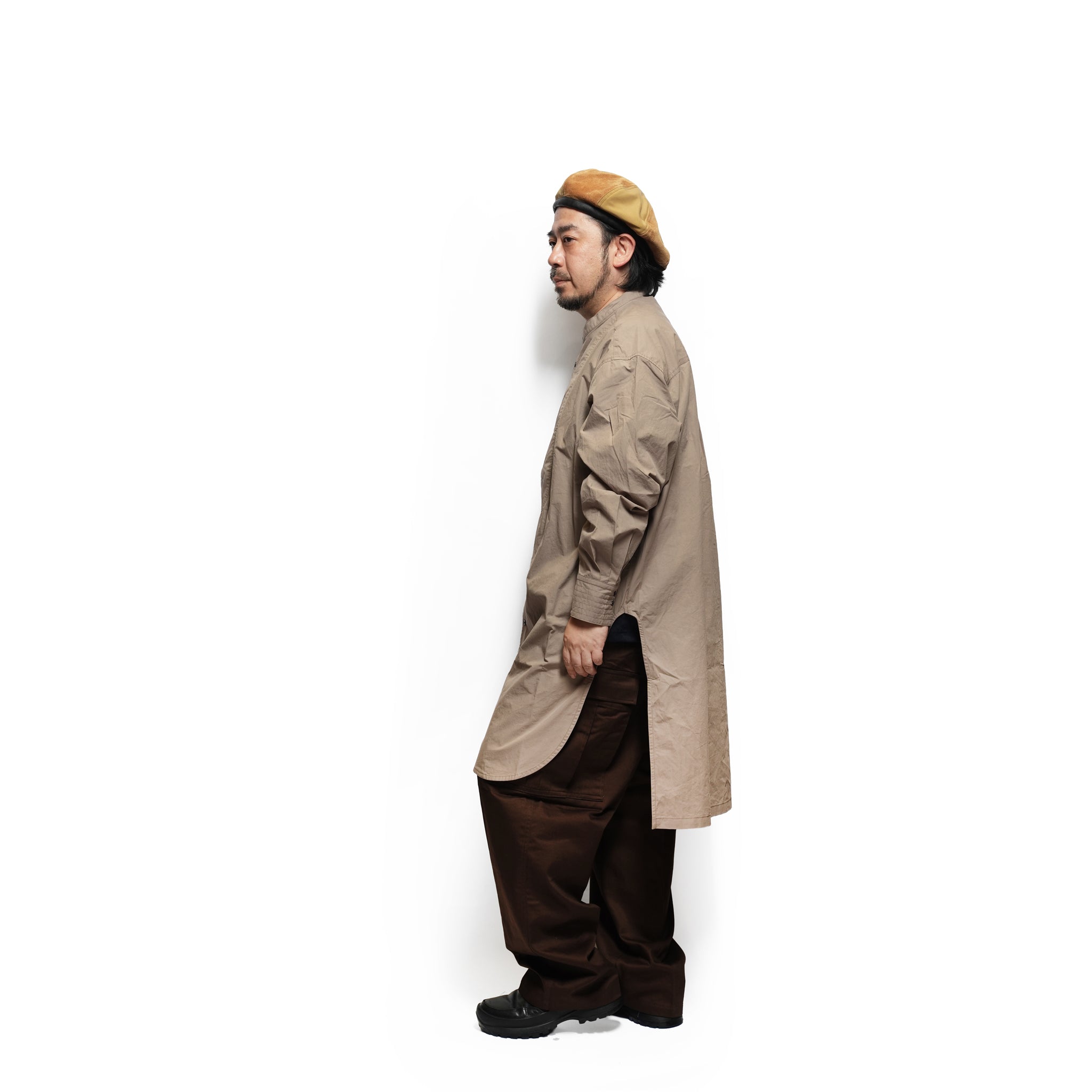 Cotton Typewriter Round Slit Long Officer Shirt <#greige> | 〼〼 MASU MASU
