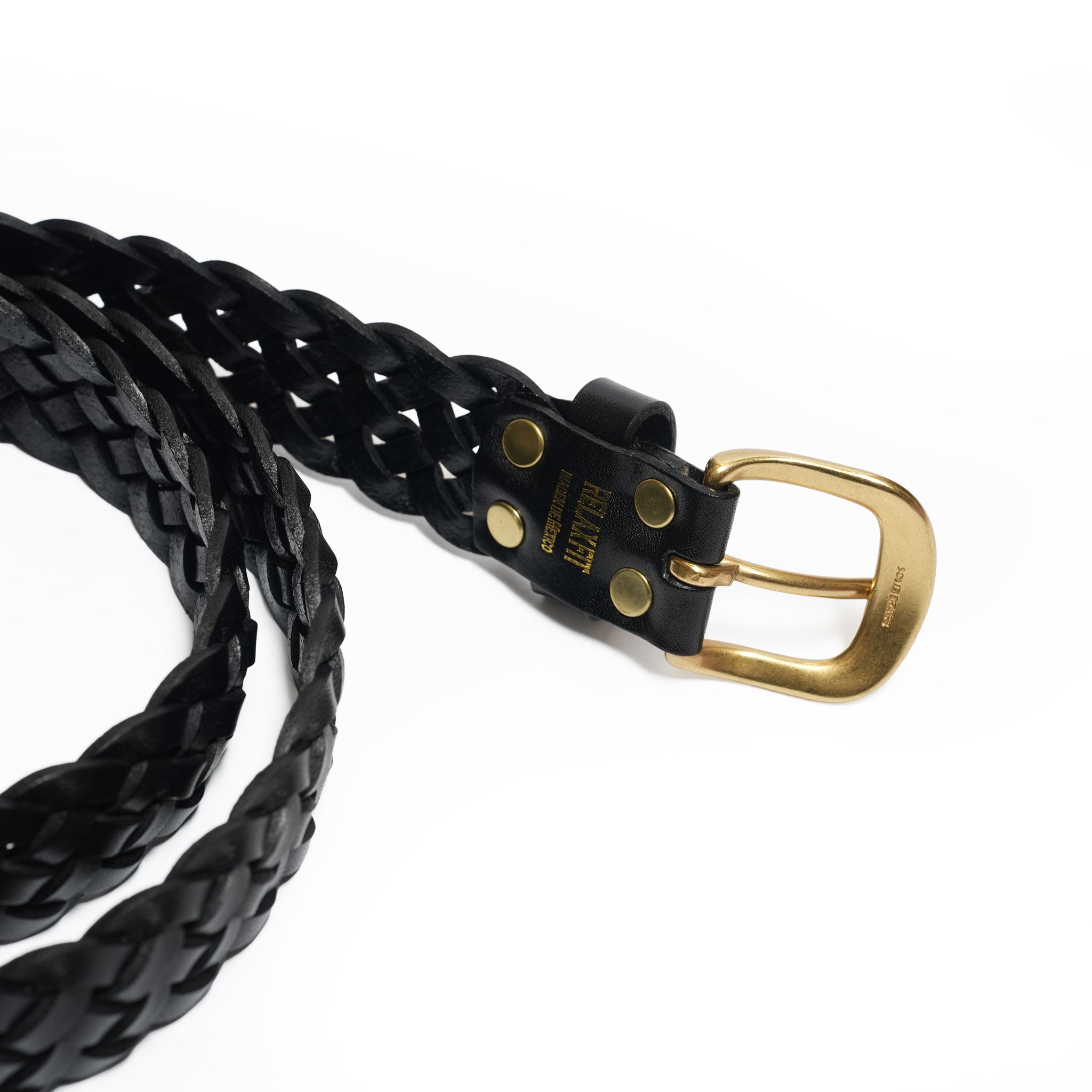 №26 [IMAGEN DE Mexico Leather mesh belt] – Black | RELAX FIT