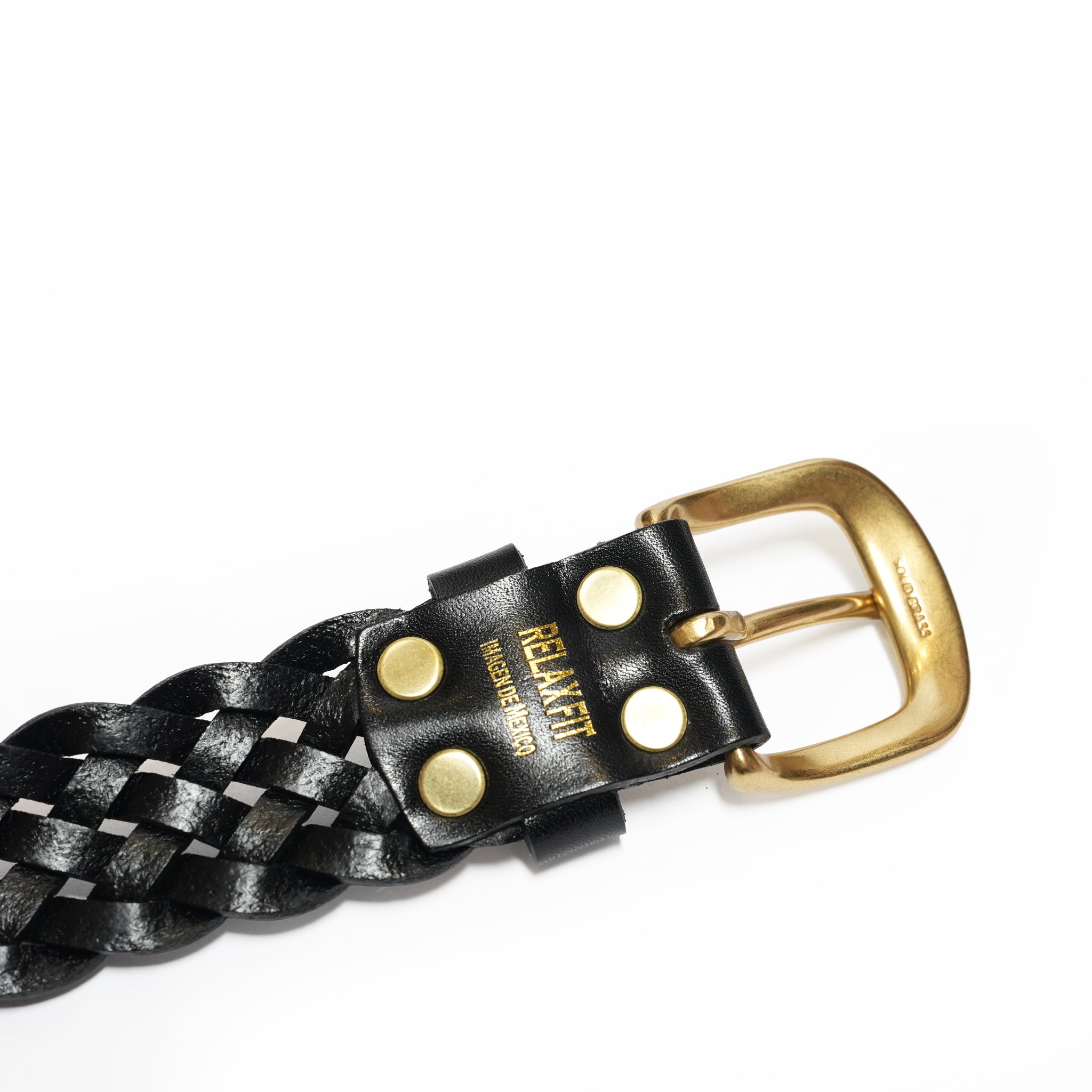 №26 [IMAGEN DE Mexico Leather mesh belt] – Black | RELAX FIT