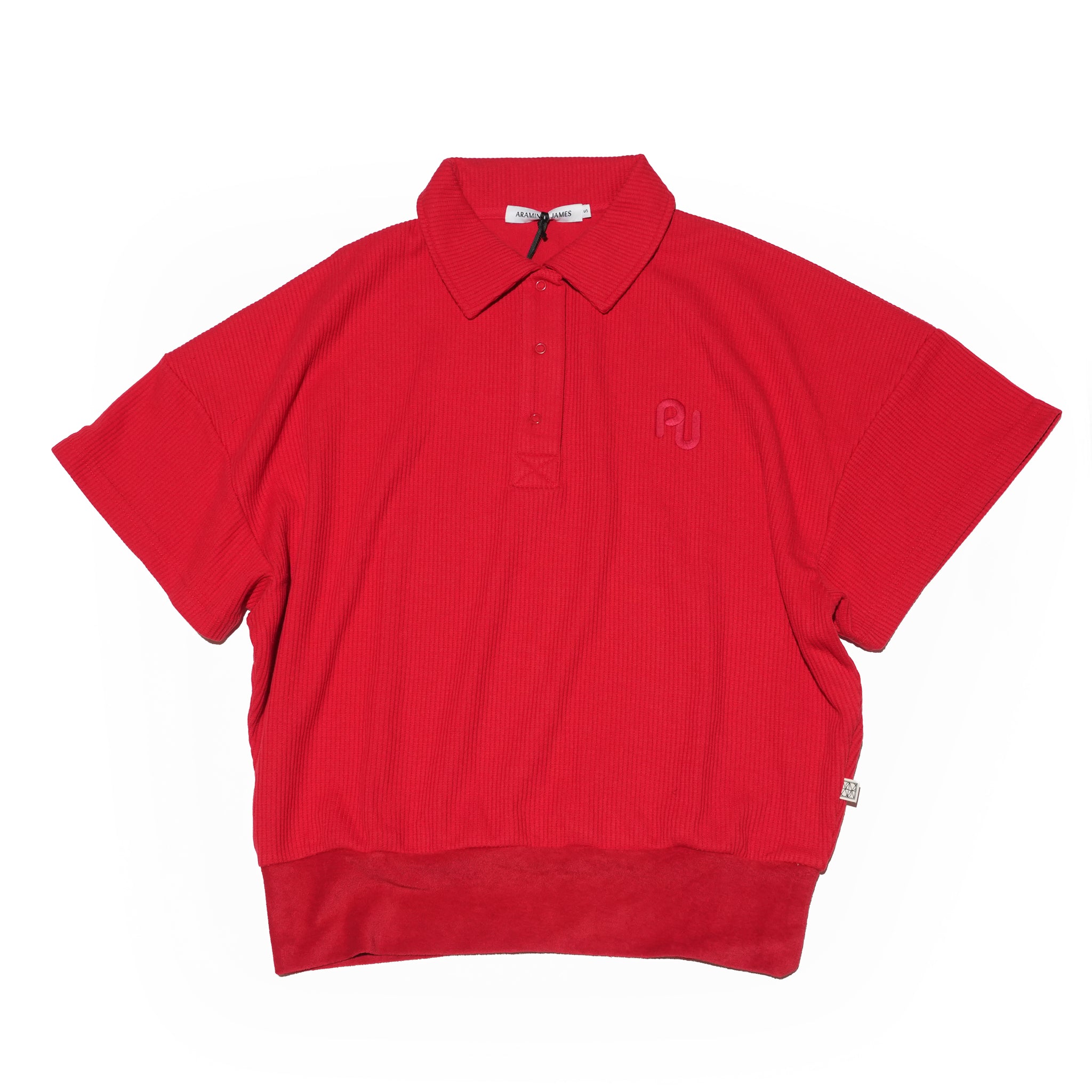 AJ WAFFLE SS SWEATSHIRT | Color_Poppy Red | ARAMINTA JAMES