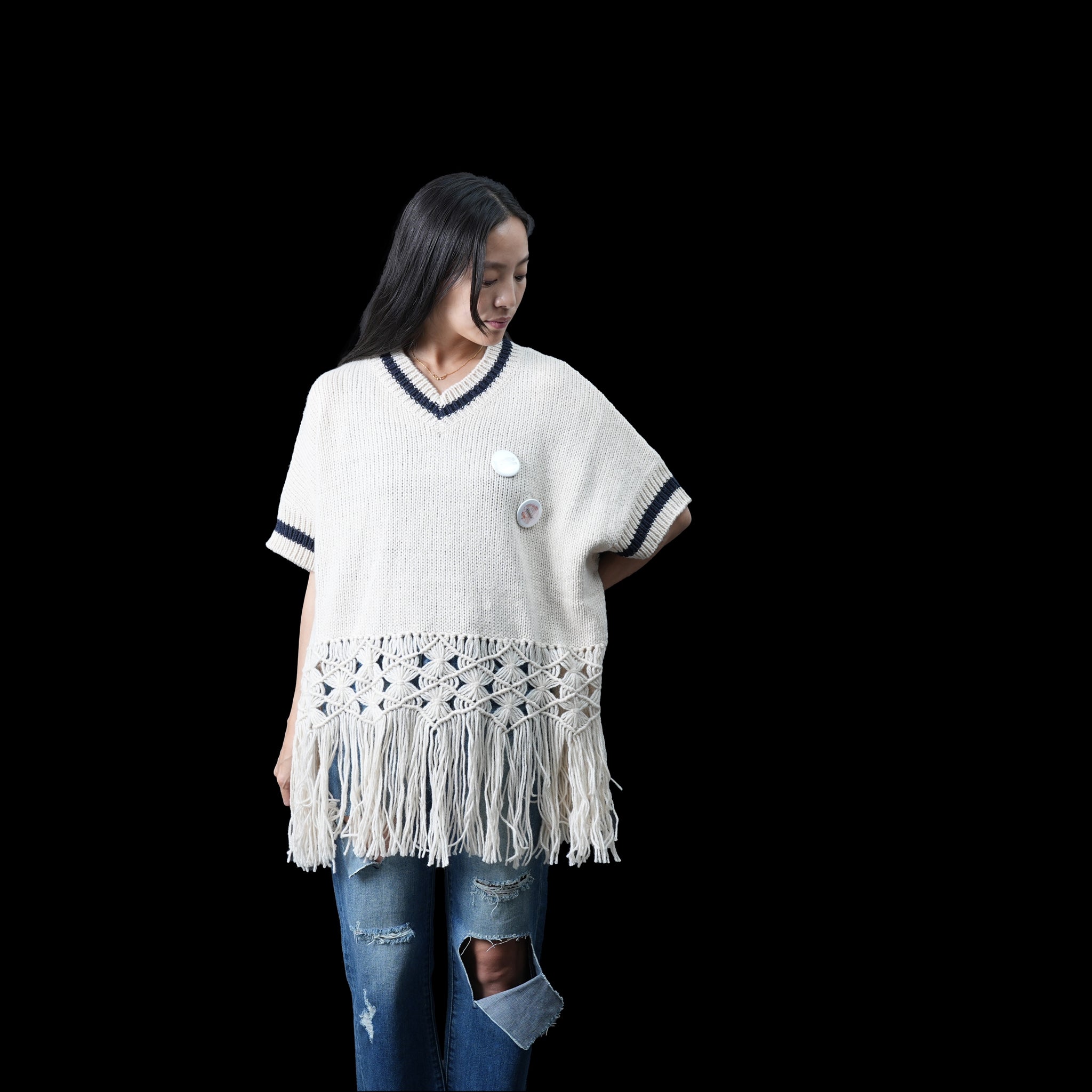 No:bsd23AW-19a | Name:Grandma's Knit Vest | Color:Off White【BEDSIDEDRAMA_ベッドサイドドラマ】