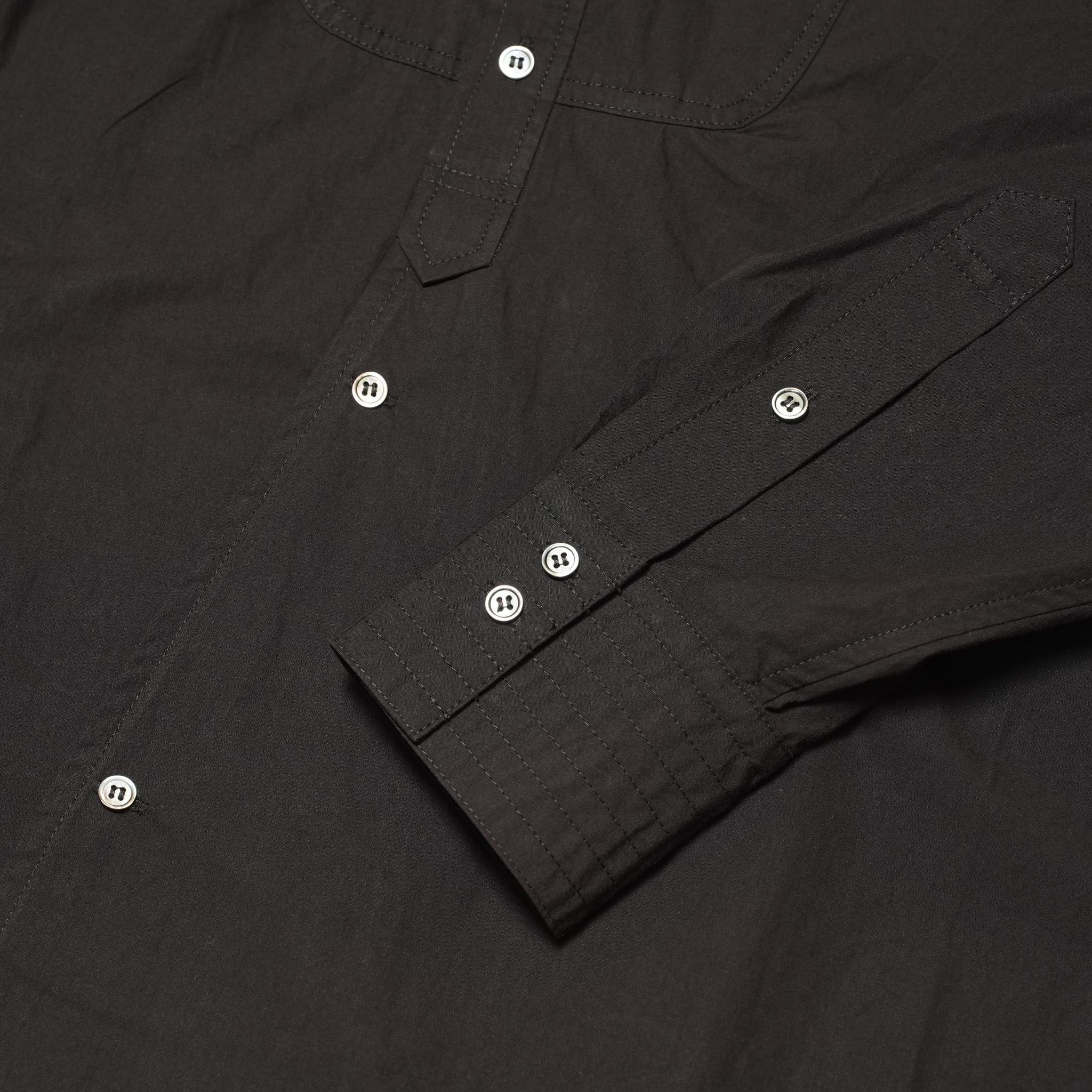 Cotton Typewriter Round Slit Long Officer Shirt <#ink black> | 〼〼 MASU MASU