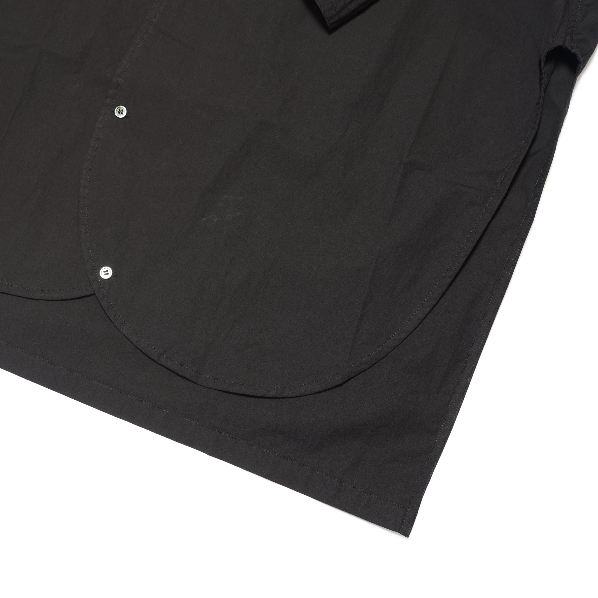 Cotton Typewriter Round Slit Long Officer Shirt <#ink black> | 〼〼 MASU MASU