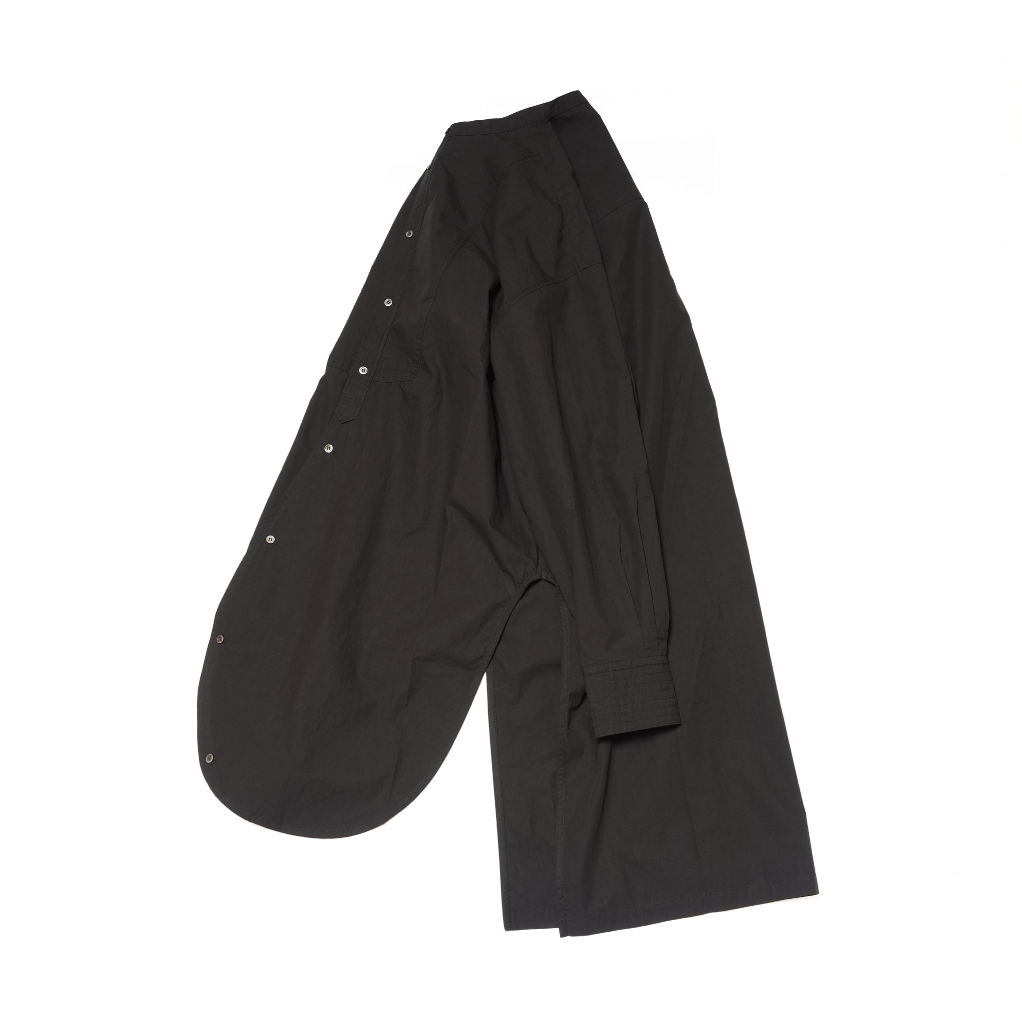 Cotton Typewriter Round Slit Long Officer Shirt <#ink black> | 〼〼 MASU MASU