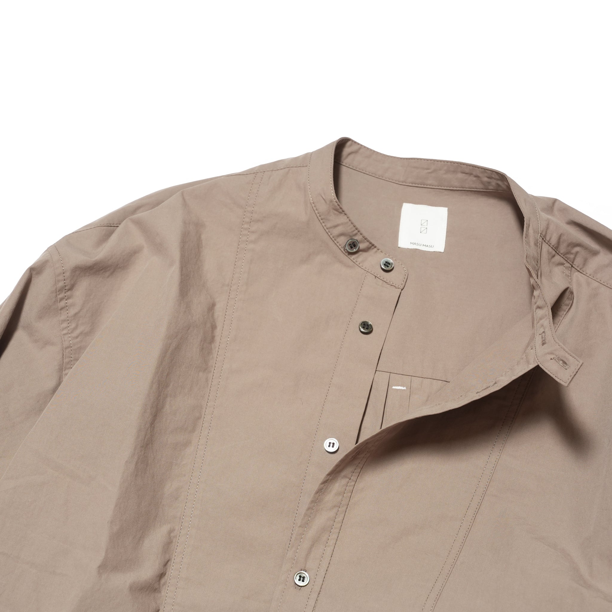 Cotton Typewriter Round Slit Long Officer Shirt <#greige> | 〼〼 MASU MASU
