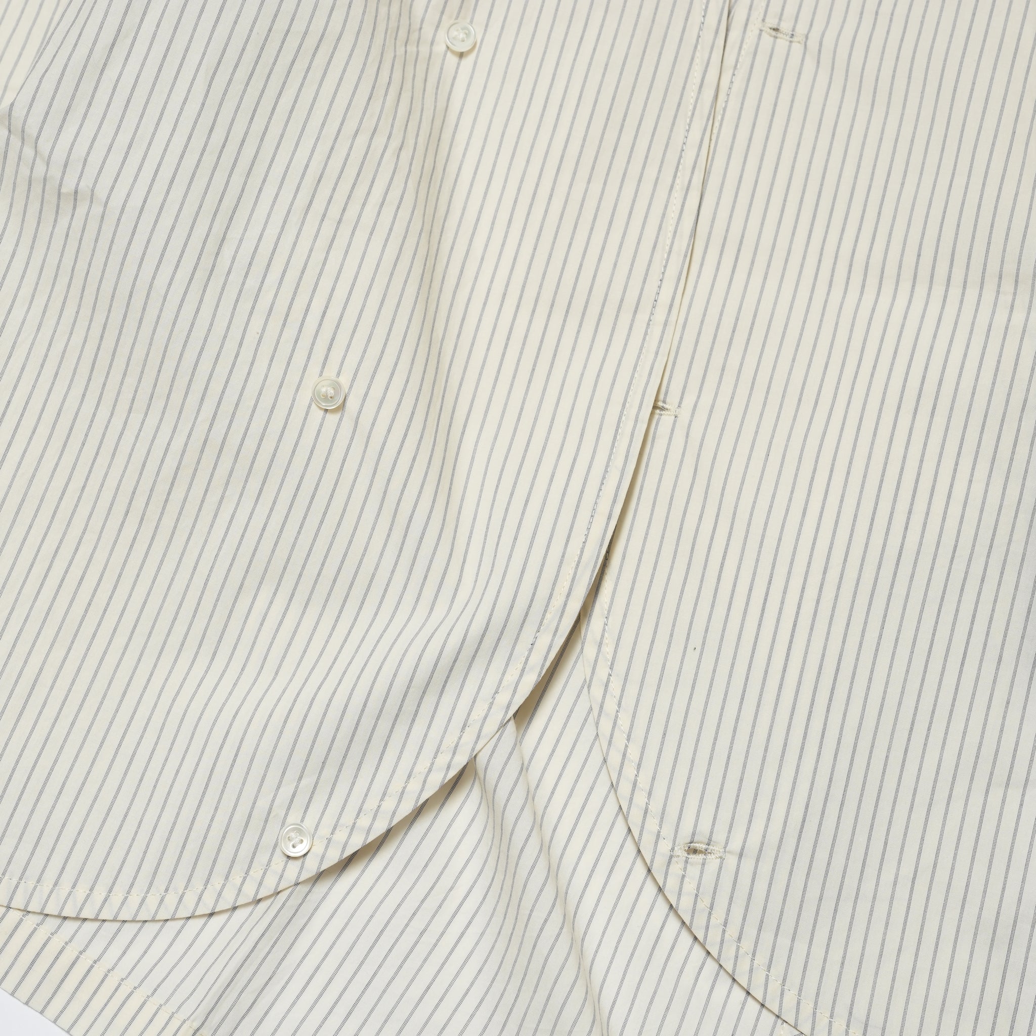 Cotton Typewriter Round Slit Long Officer Shirt <#ivory stripe> | 〼〼 MASU MASU