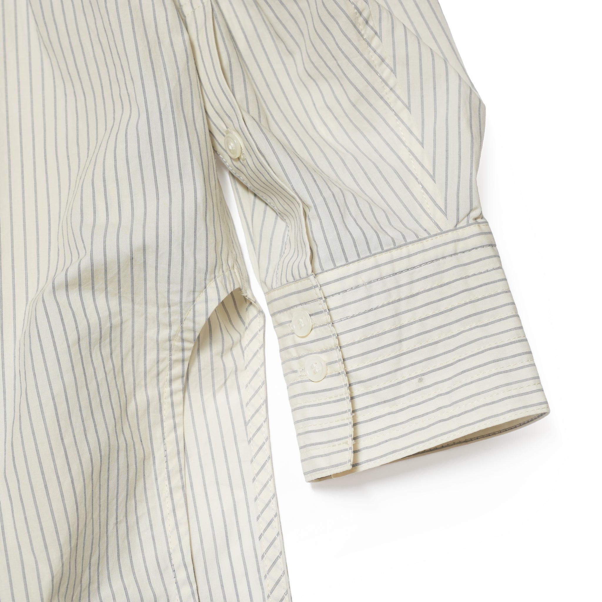 Cotton Typewriter Round Slit Long Officer Shirt <#ivory stripe> | 〼〼 MASU MASU