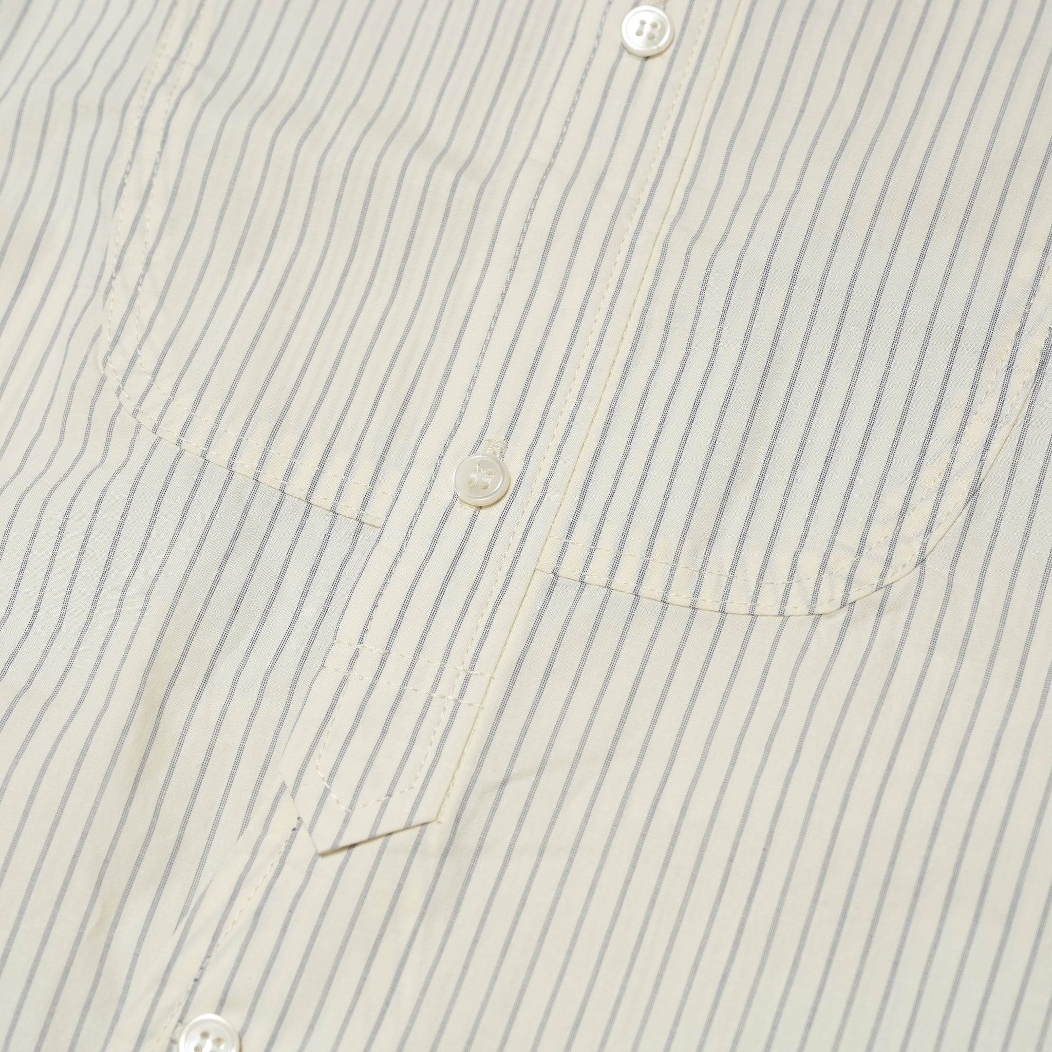 Cotton Typewriter Round Slit Long Officer Shirt <#ivory stripe> | 〼〼 MASU MASU
