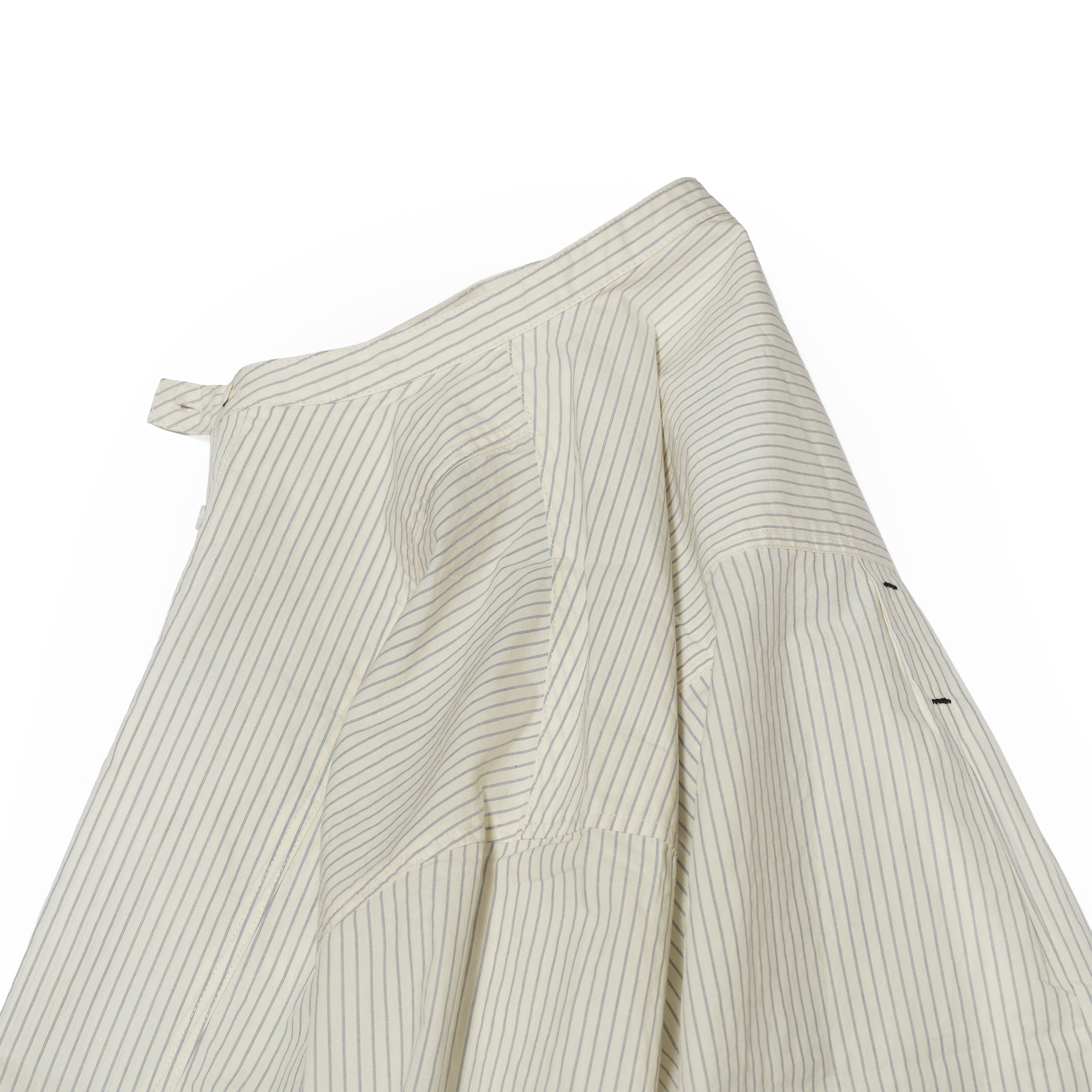 Cotton Typewriter Round Slit Long Officer Shirt <#ivory stripe> | 〼〼 MASU MASU