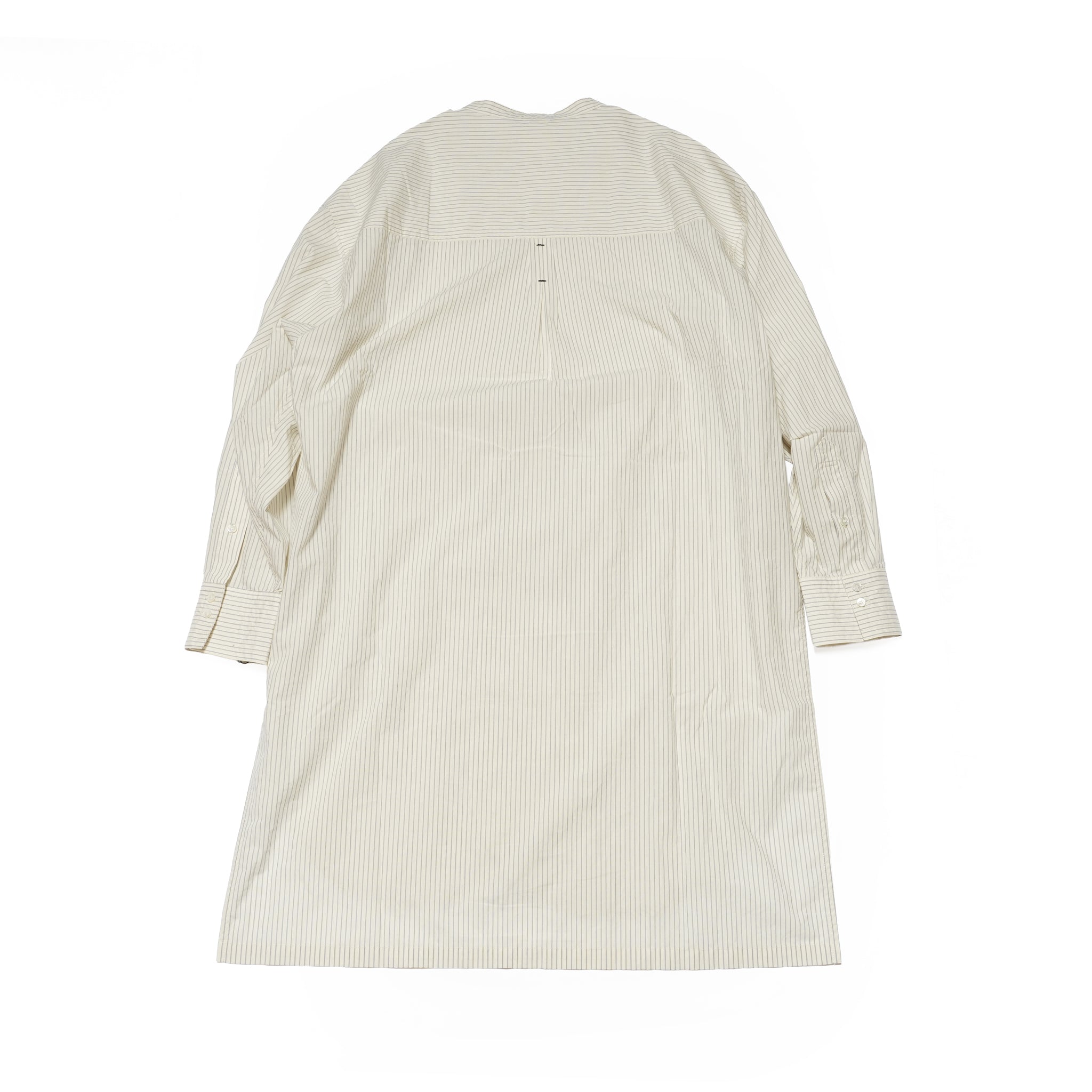 Cotton Typewriter Round Slit Long Officer Shirt <#ivory stripe> | 〼〼 MASU MASU