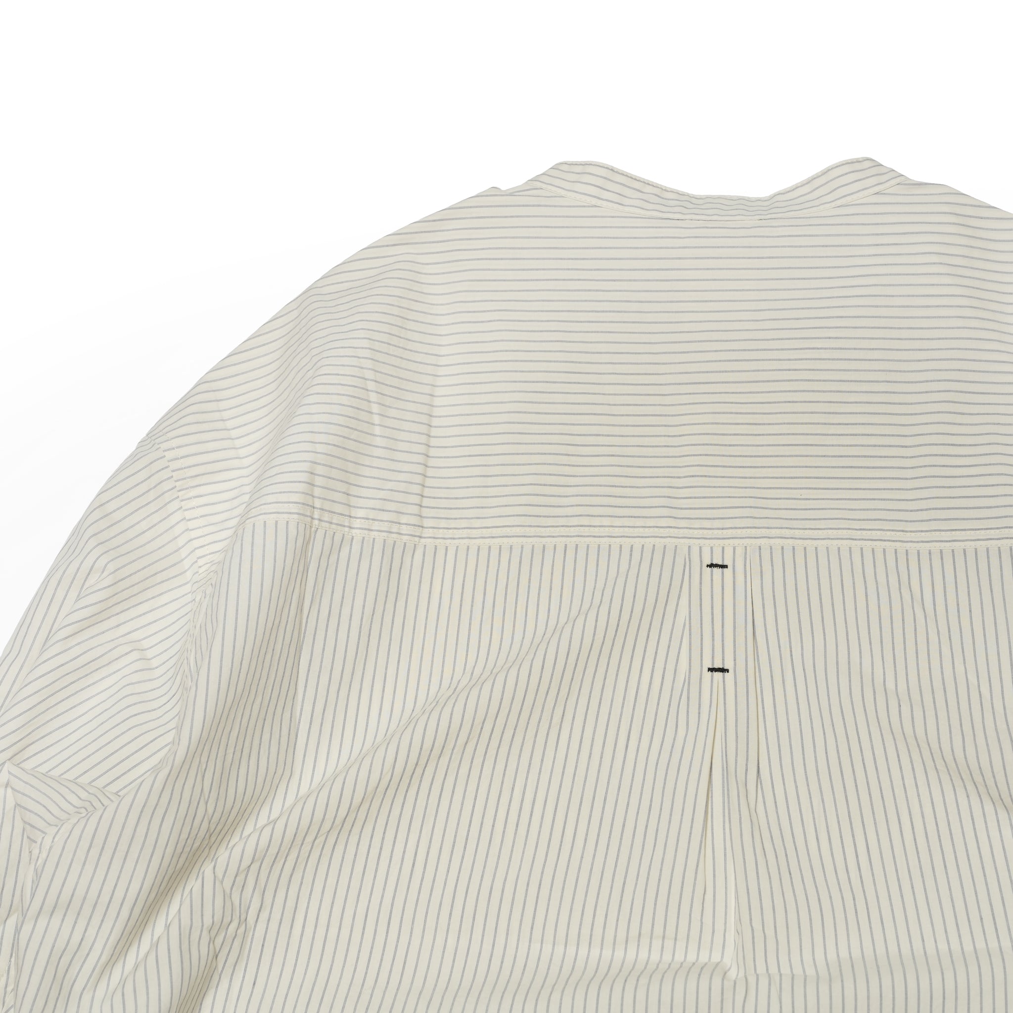 Cotton Typewriter Round Slit Long Officer Shirt <#ivory stripe> | 〼〼 MASU MASU