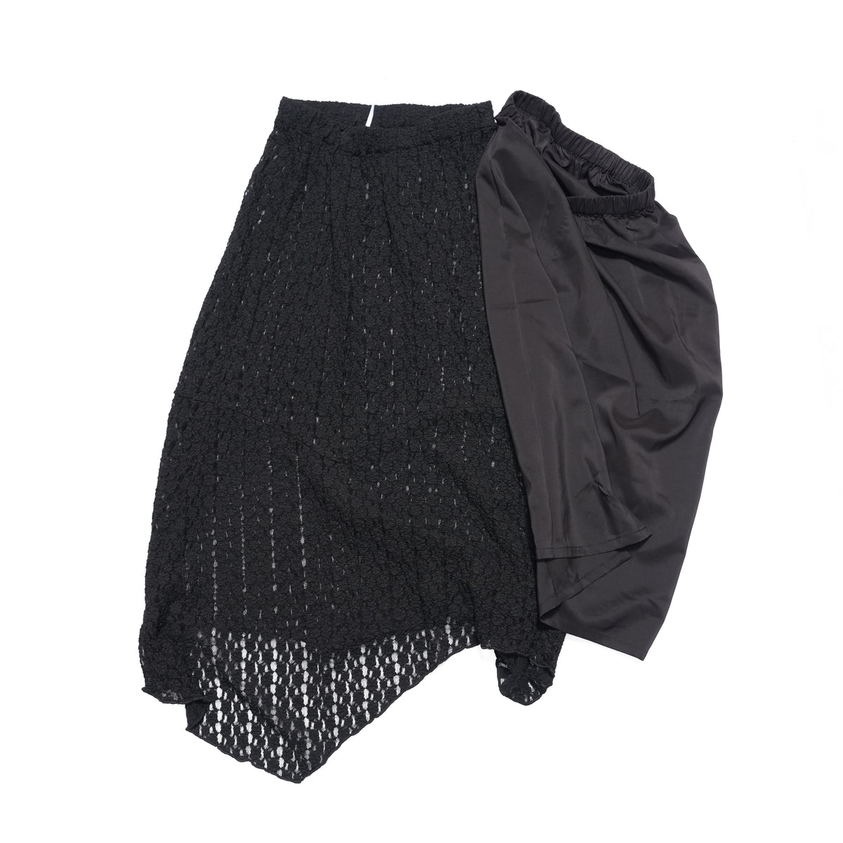 lace asymmetry skirt – Black | WHYTO