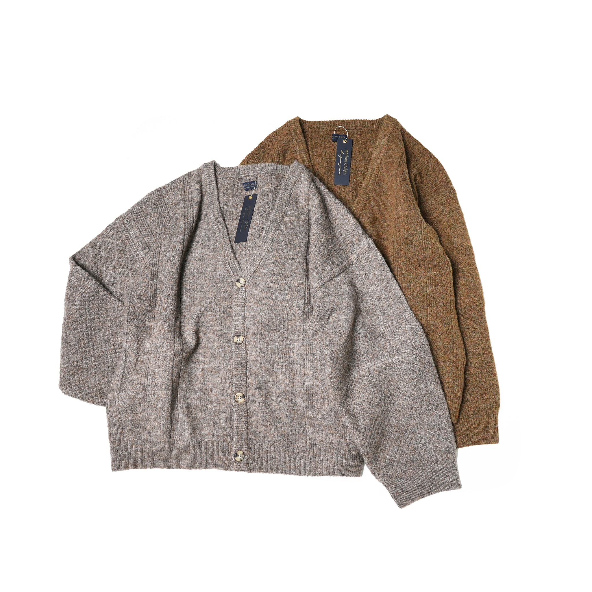 No:m-2303452 | Name:mixed tarn cardigan | Color:Brown/Gray【MODEM DESIGN_モデムデザイン】