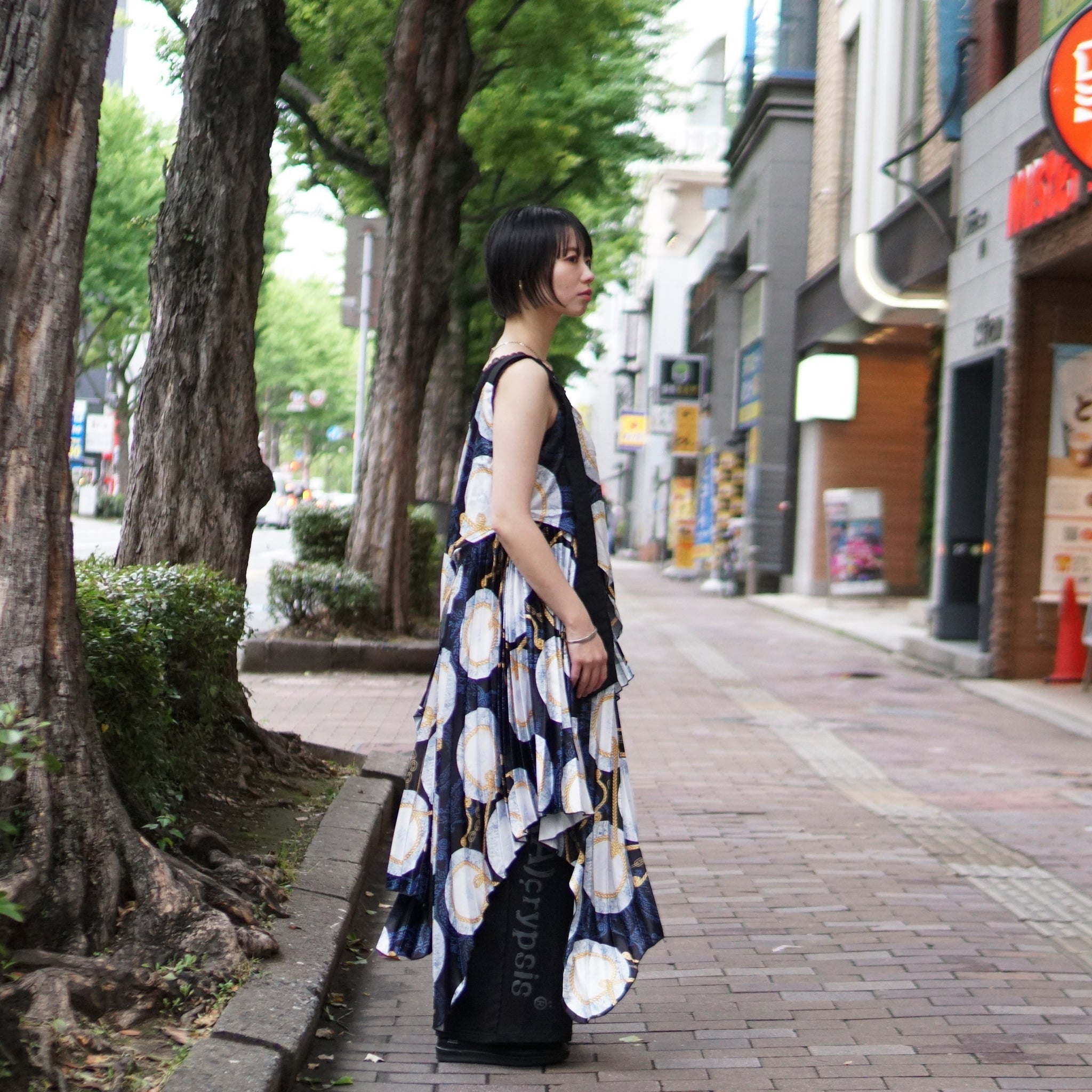 No:SNS23-T02-Beige | Name:Lace plate vest dress | Color:Beige/Navy | Size:(F)【SEIVSON_セイブソン】【archive】
