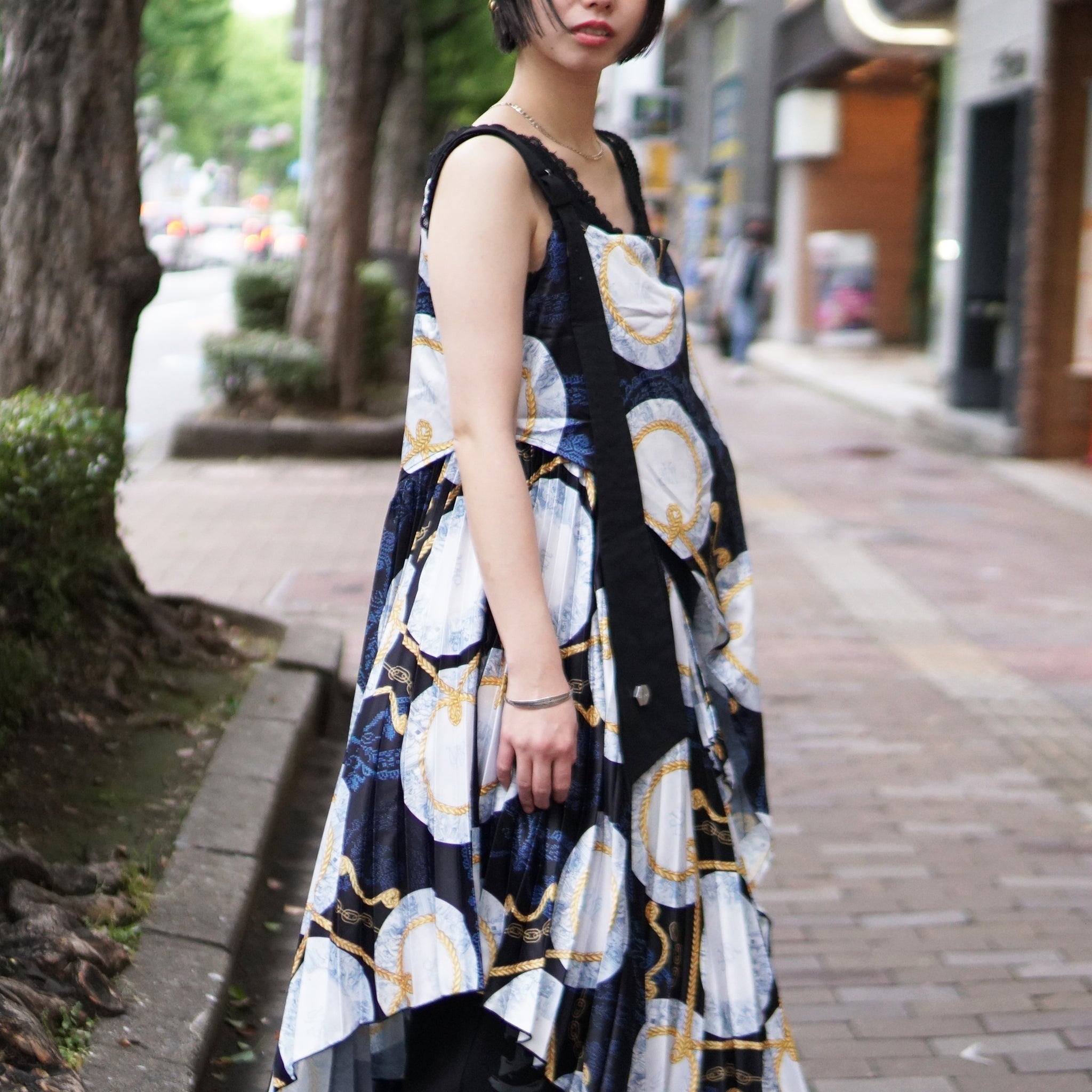 No:SNS23-T02-Beige | Name:Lace plate vest dress | Color:Beige/Navy | Size:(F)【SEIVSON_セイブソン】【archive】