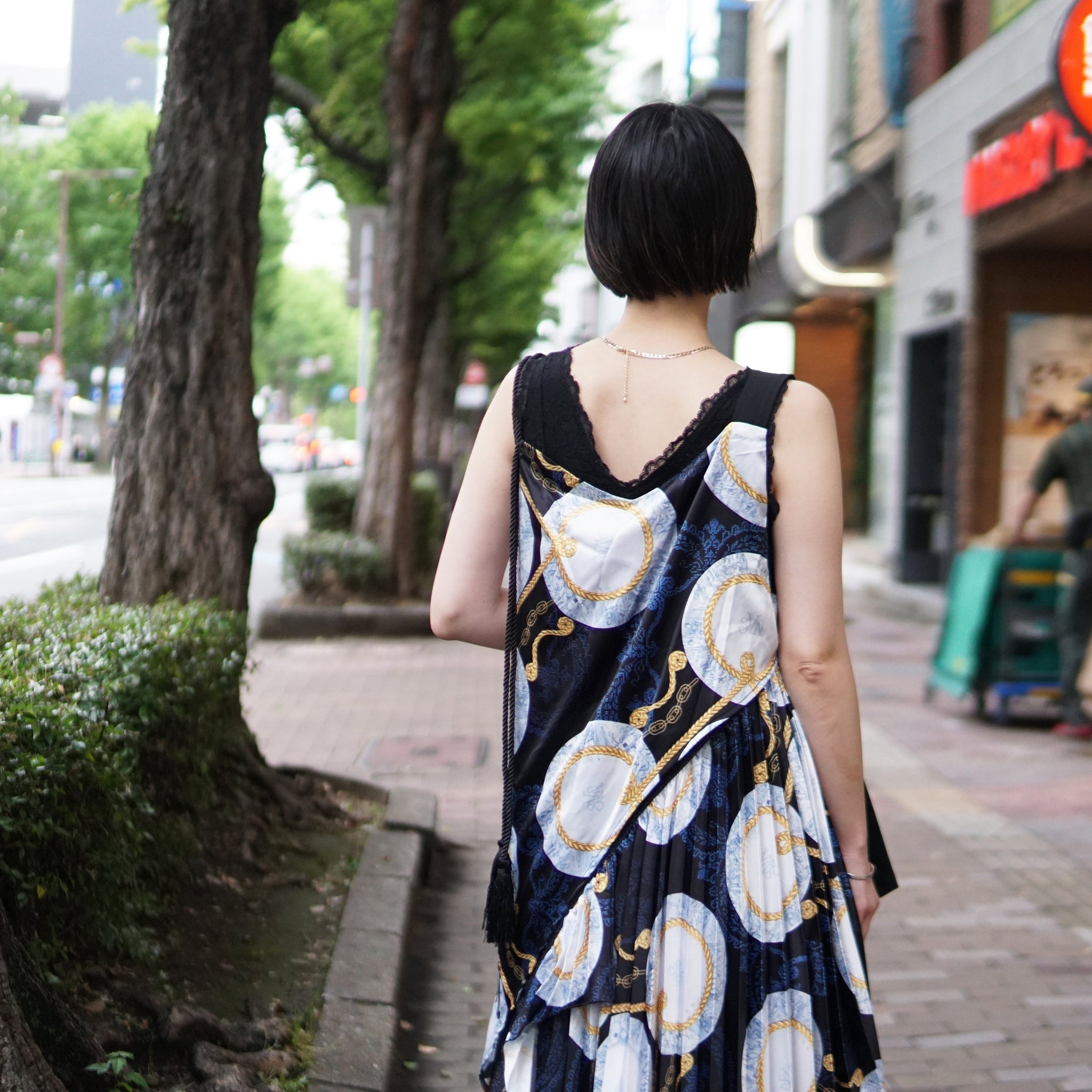 No:SNS23-T02-Beige | Name:Lace plate vest dress | Color:Beige/Navy | Size:(F)【SEIVSON_セイブソン】【archive】