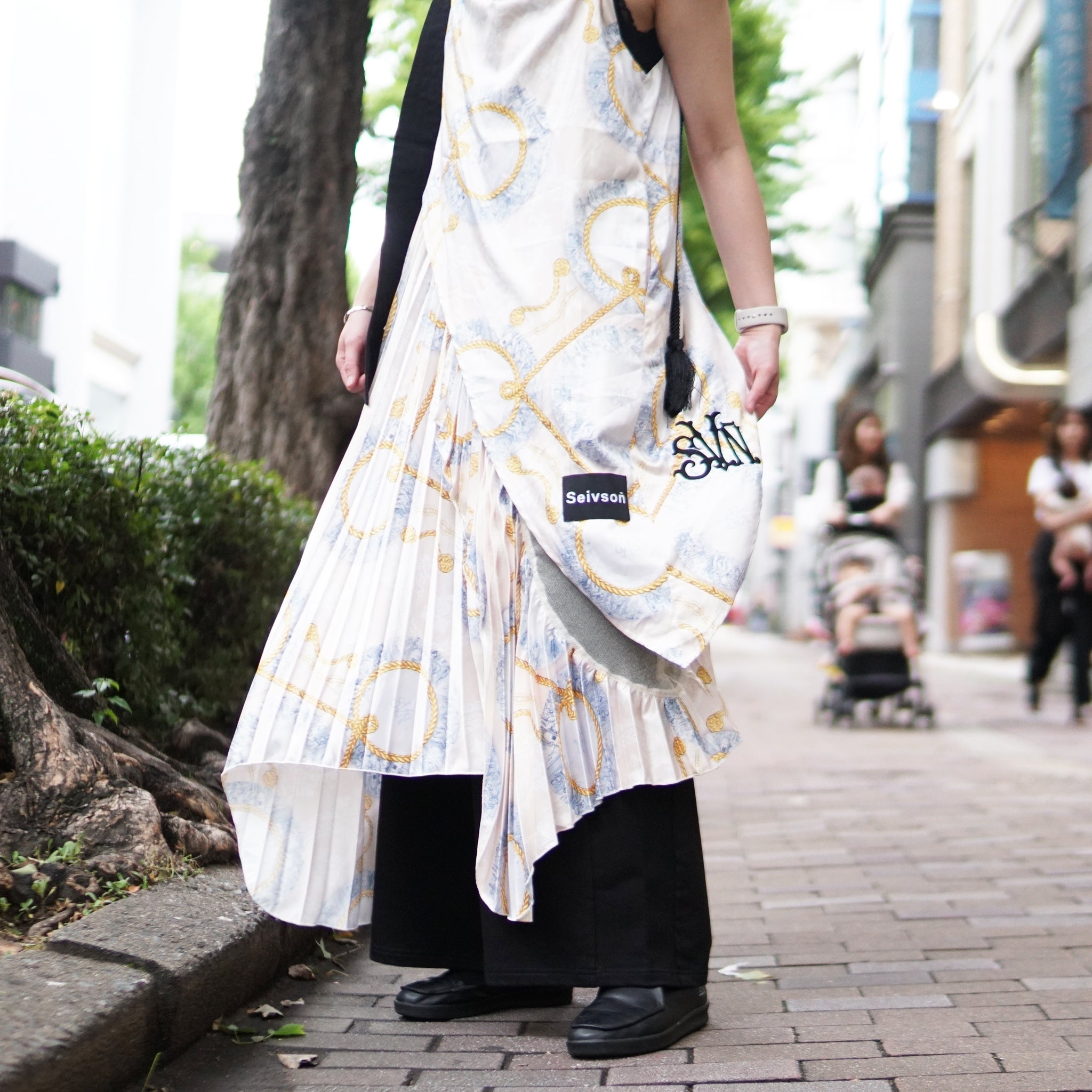 No:SNS23-T02-Beige | Name:Lace plate vest dress | Color:Beige/Navy | Size:(F)【SEIVSON_セイブソン】【archive】