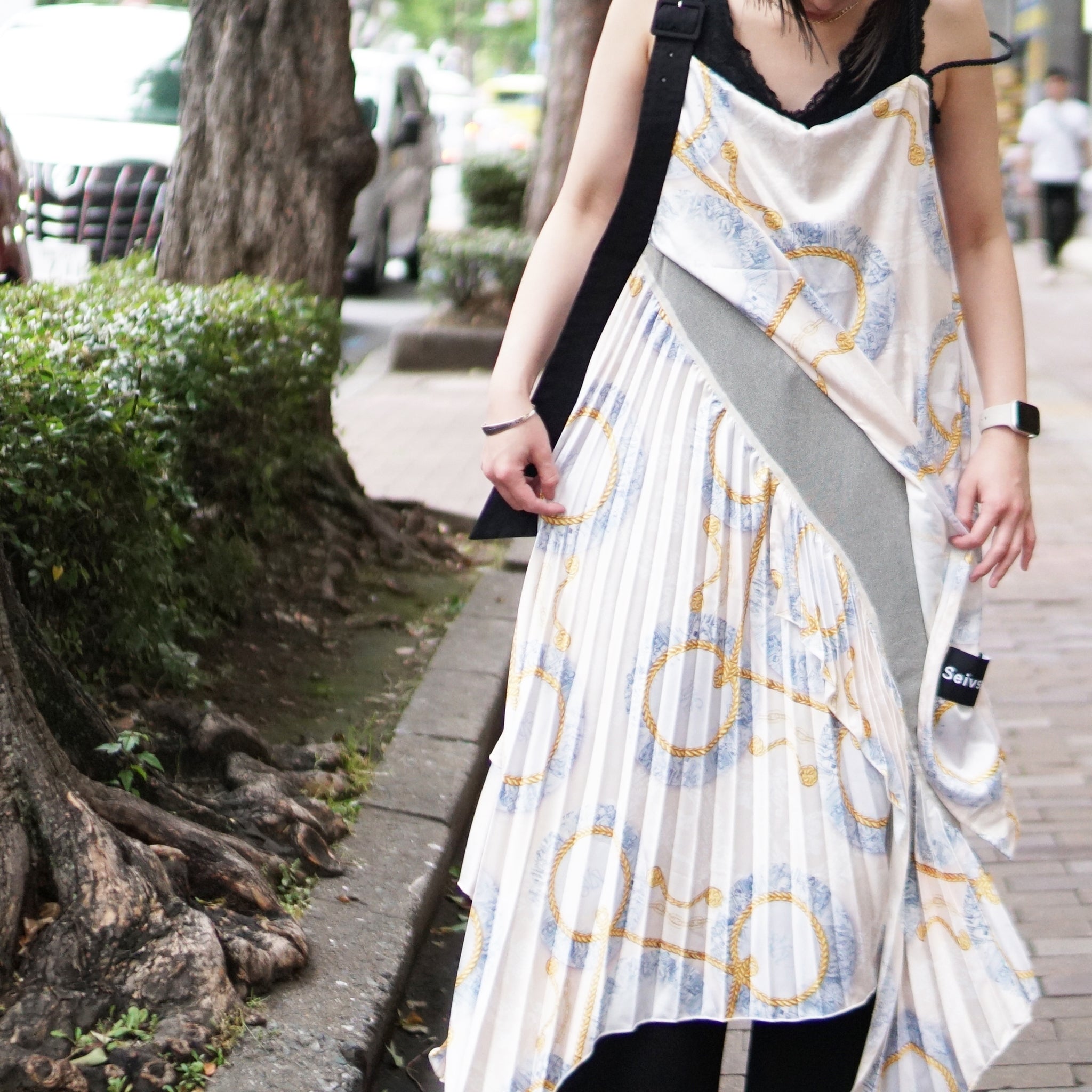 No:SNS23-T02-Beige | Name:Lace plate vest dress | Color:Beige/Navy | Size:(F)【SEIVSON_セイブソン】【archive】