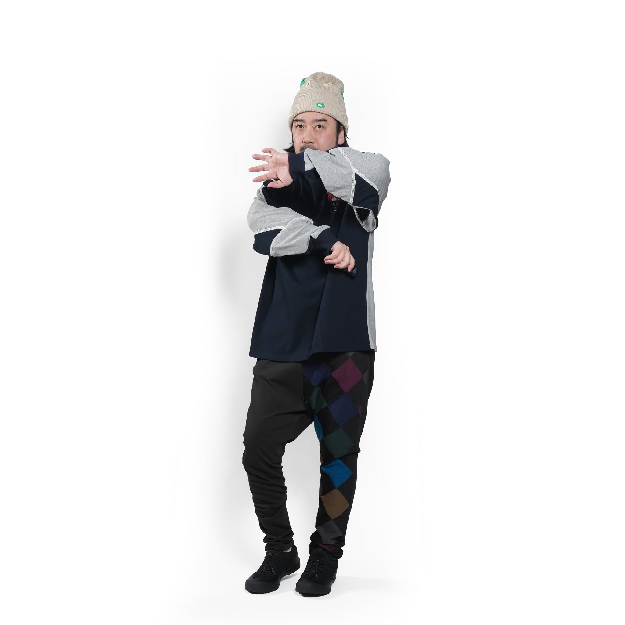 COMPLEXITY BORDER L/S TEE– Navy | STOF