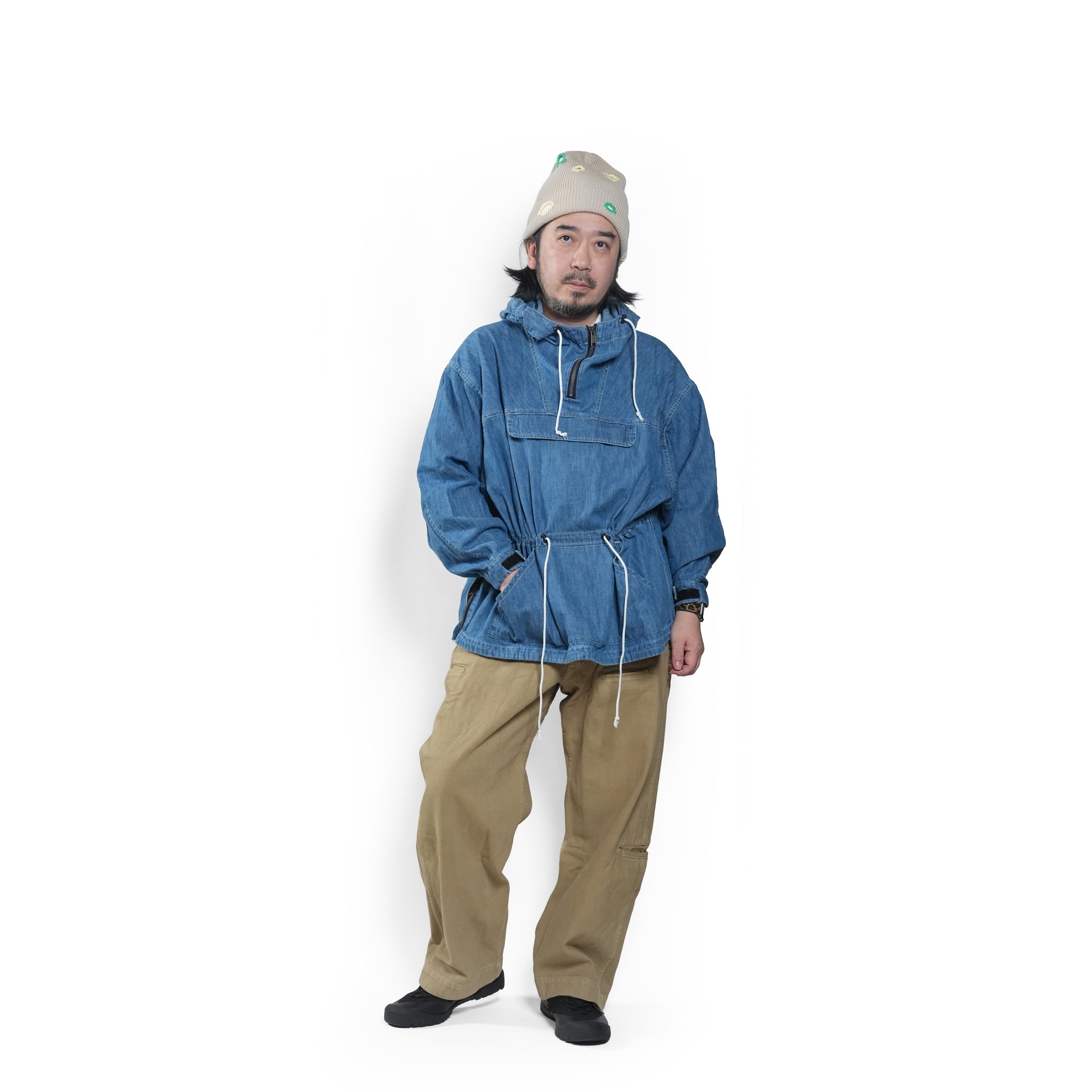 Richie_anorak hoodie(6.5oz denim) – Blue Denim Vintagewash | IMPRESTORE