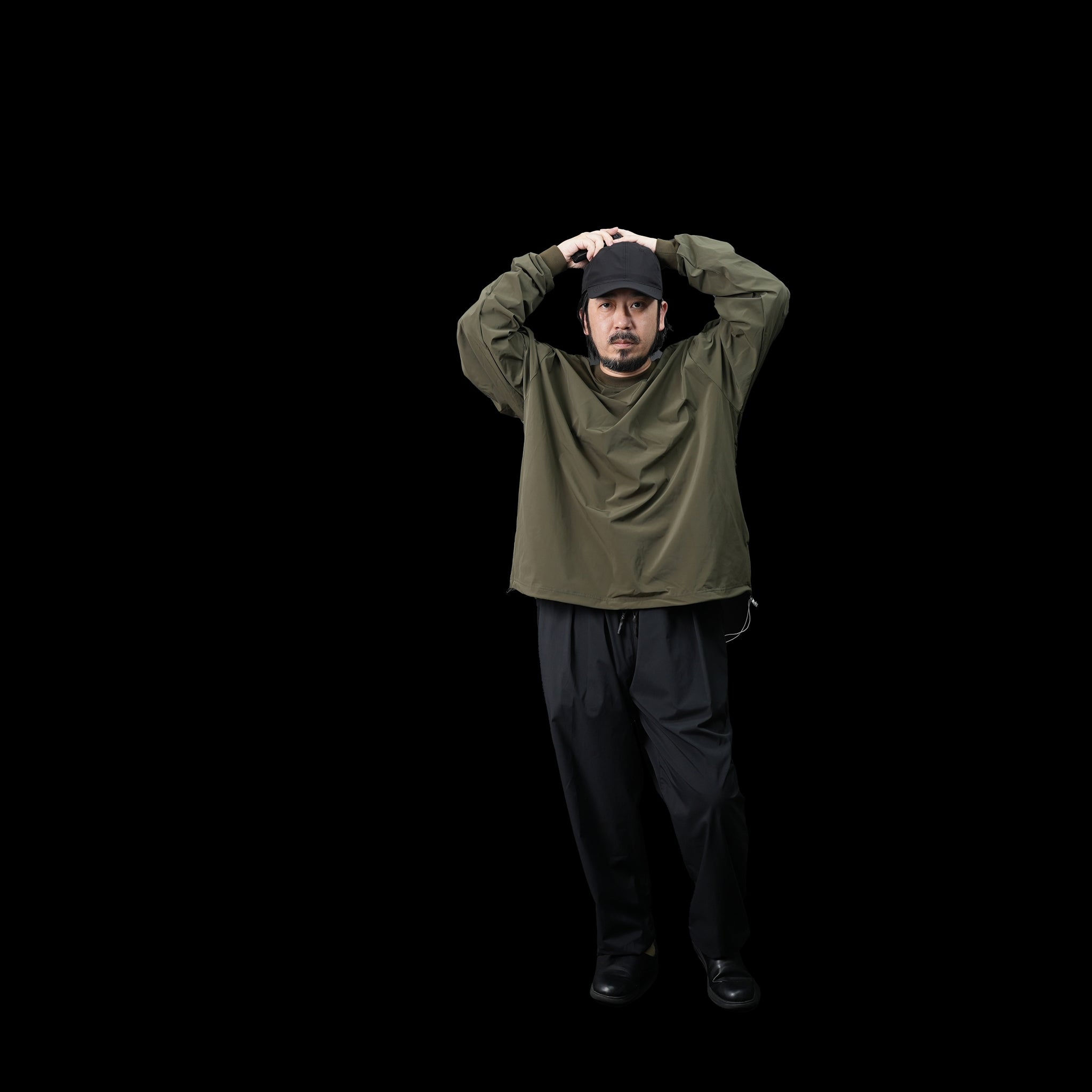 No:UN-009_AW23 | Name:BOX STRETCH SMOCK L/S | Color:Olive【UNTRACE