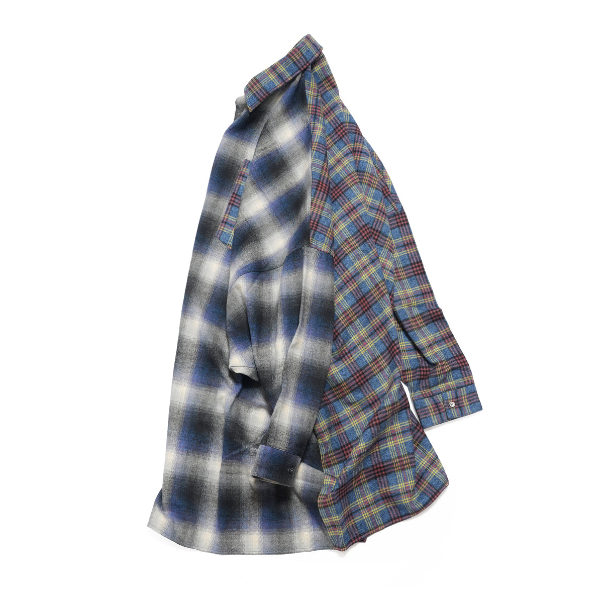 Half flannel check big shirt – Blue | STOF