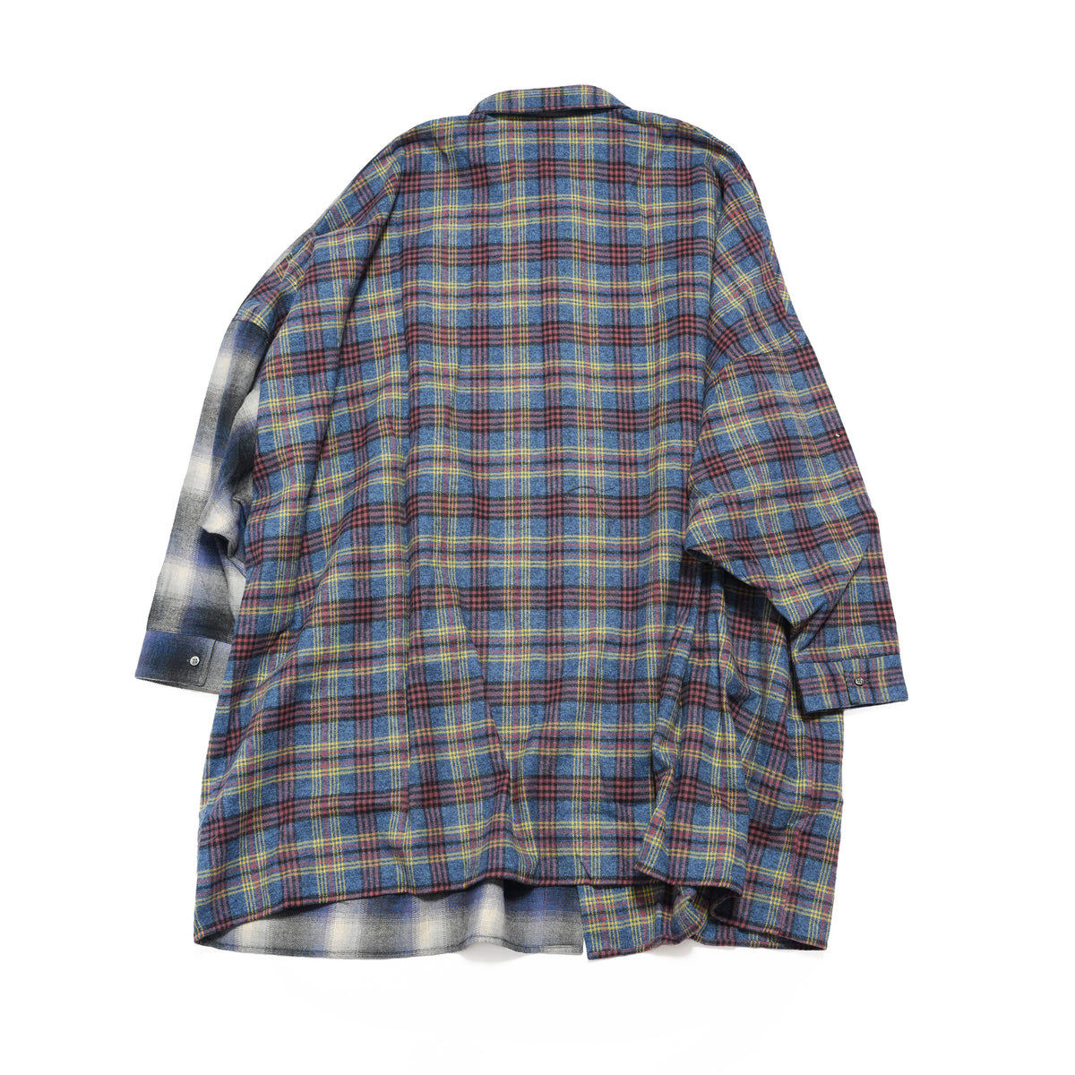 Half flannel check big shirt – Blue | STOF