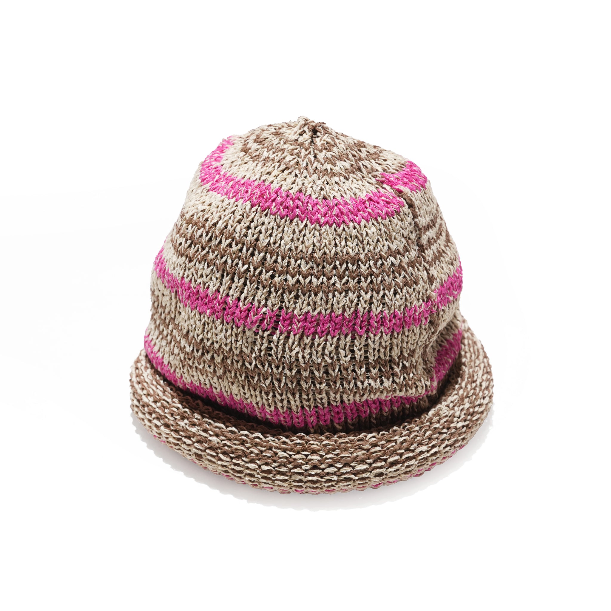 Multi Border Roll Knit Cap – Beige | IA-26-146_Beige | INDIETRO ASSOCIATION