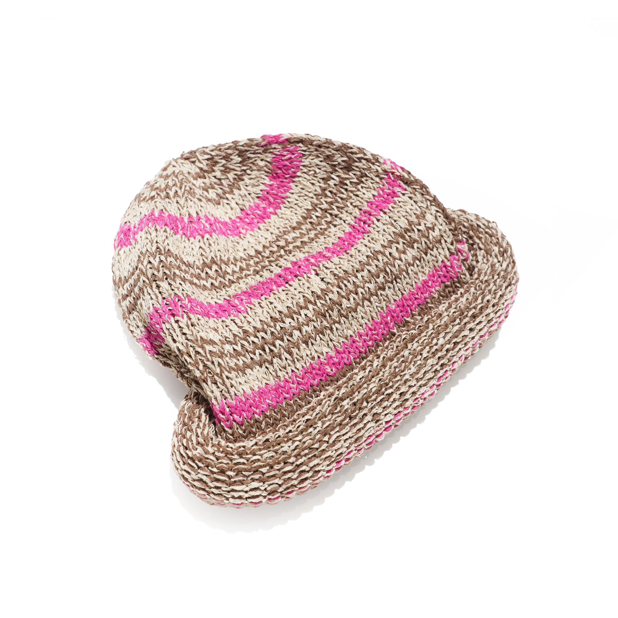 Multi Border Roll Knit Cap – Beige | IA-26-146_Beige | INDIETRO ASSOCIATION