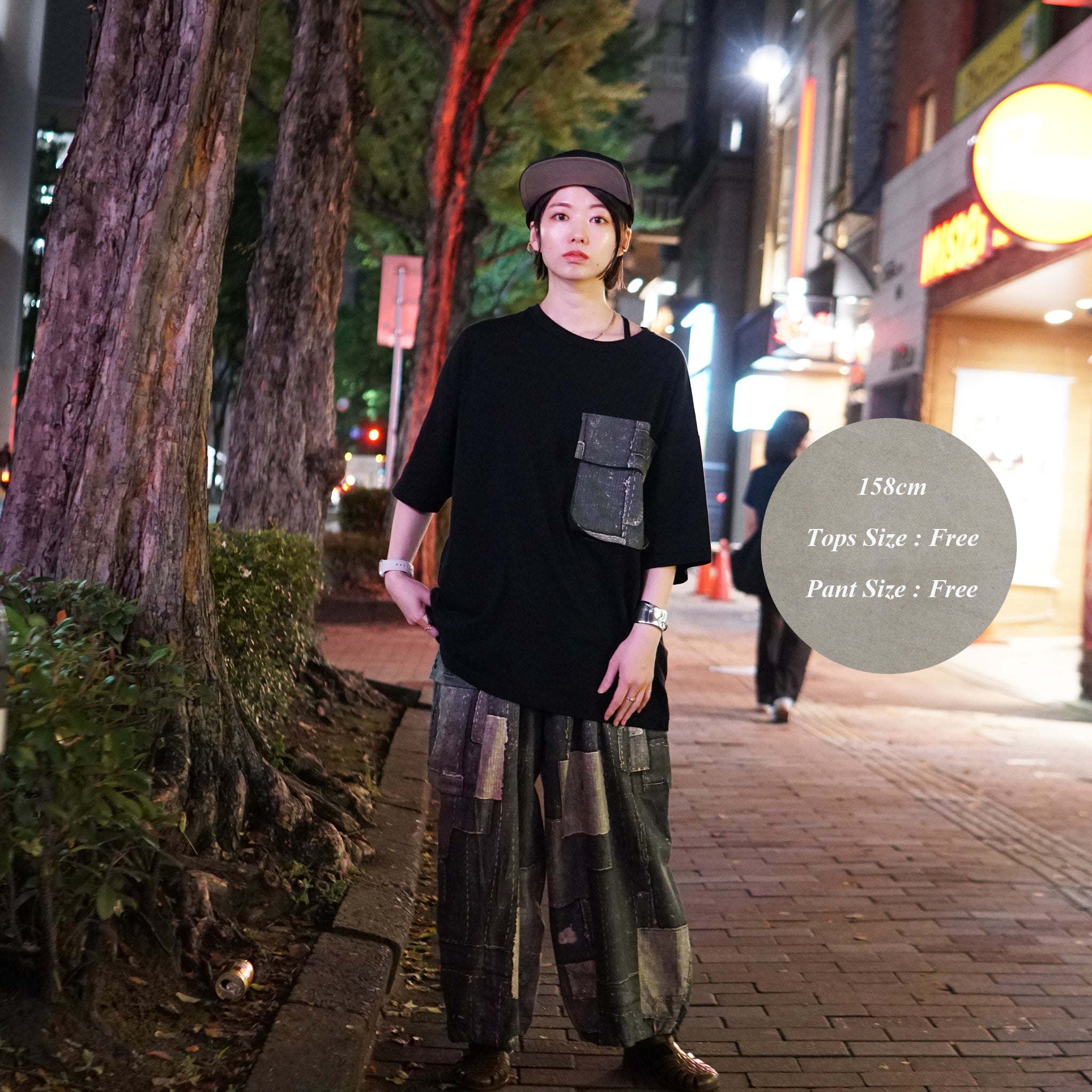 Balloon Wide Cargo Pants (DENIM PATCHWORK) – DENIM PATCHWORK | Size:Free | EFFECTEN